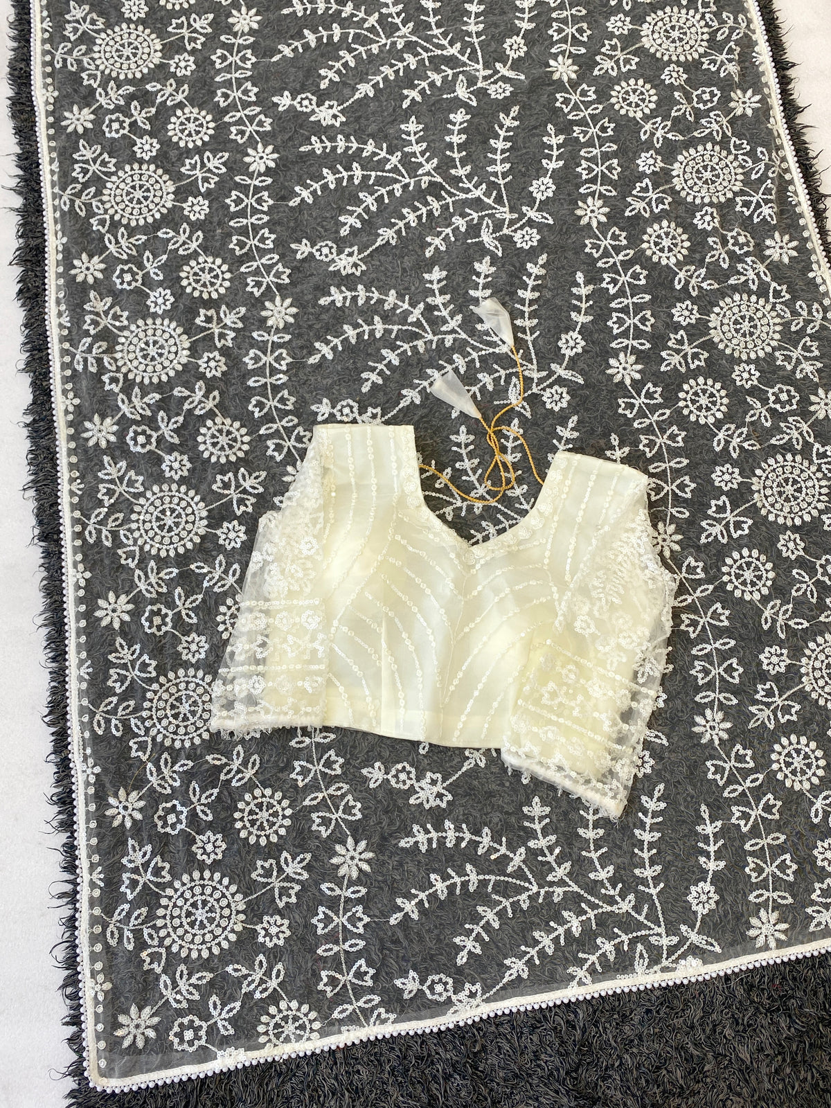 Splendorous Party Wear White Colour Net Heavy Embroidery Work Fancy Designer Saree With Blouse Piece