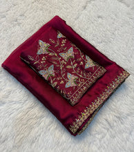 Load image into Gallery viewer, Luxury Partywear Silk Embroidery n Bids Work Designer Saree With Elegant Blouse Piece
