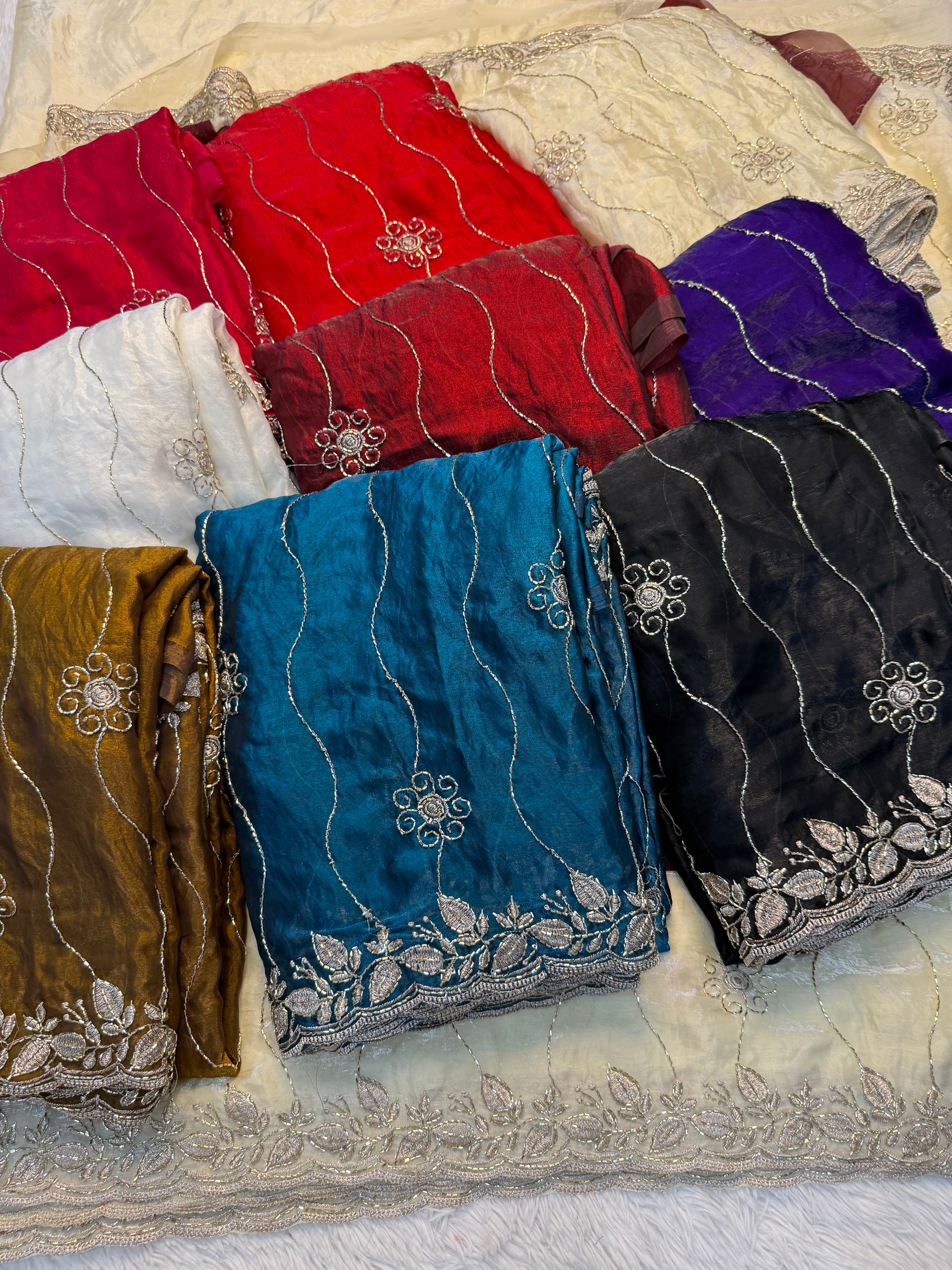 Charismatic Festive Wear Silk Sequence n Bids Work Fancy Designer Saree With Elegant Blouse Piece