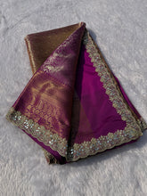 Load image into Gallery viewer, Quintessential Party Wear Banarasi Kanchipuram Tissue Silk Jacquard n Heavy Mirror Lace Work Rich Pallu Fancy Designer Saree
