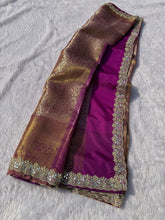 Load image into Gallery viewer, Quintessential Party Wear Banarasi Kanchipuram Tissue Silk Jacquard n Heavy Mirror Lace Work Rich Pallu Fancy Designer Saree
