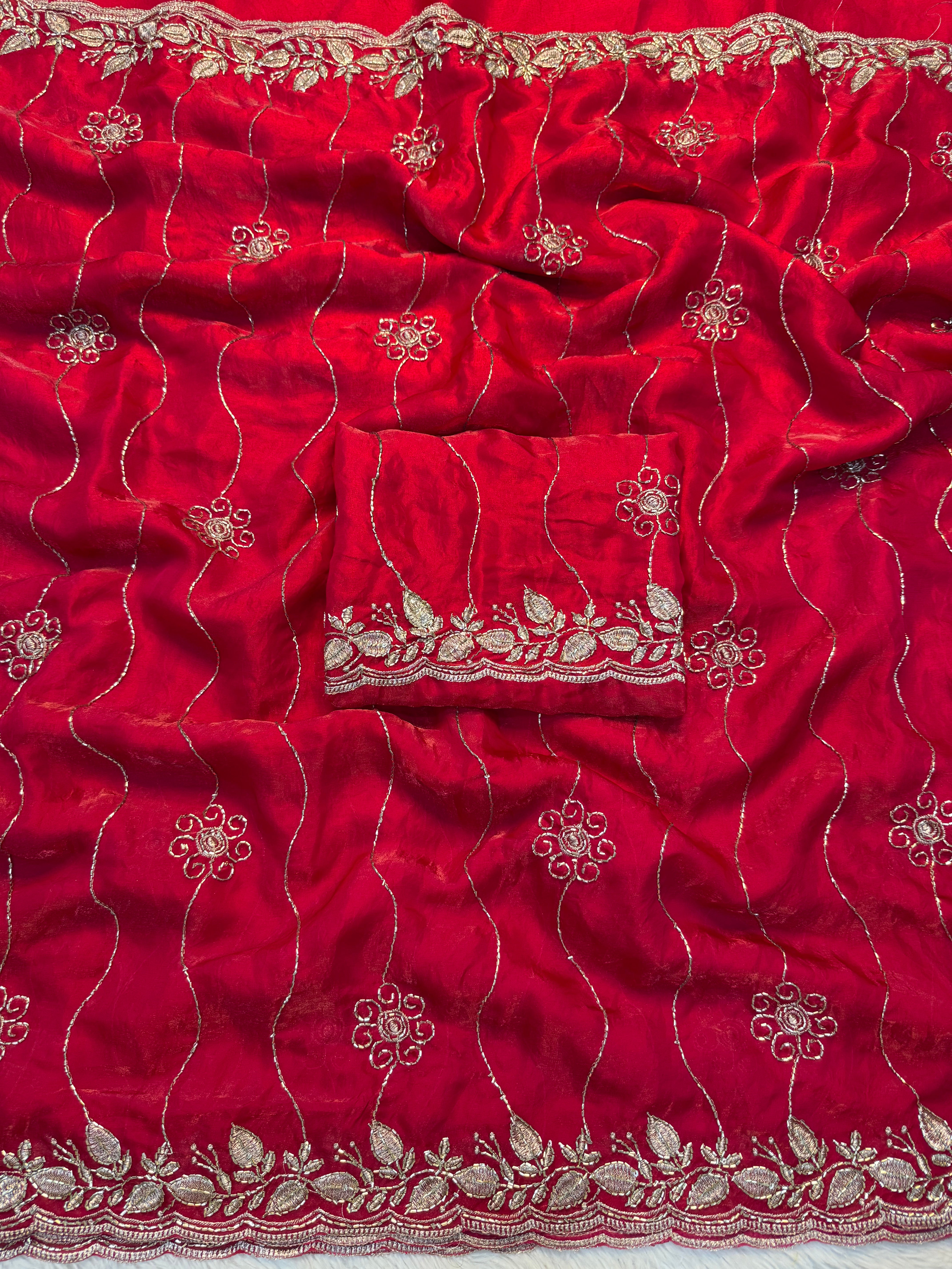 Charismatic Festive Wear Silk Sequence n Bids Work Fancy Designer Saree With Elegant Blouse Piece