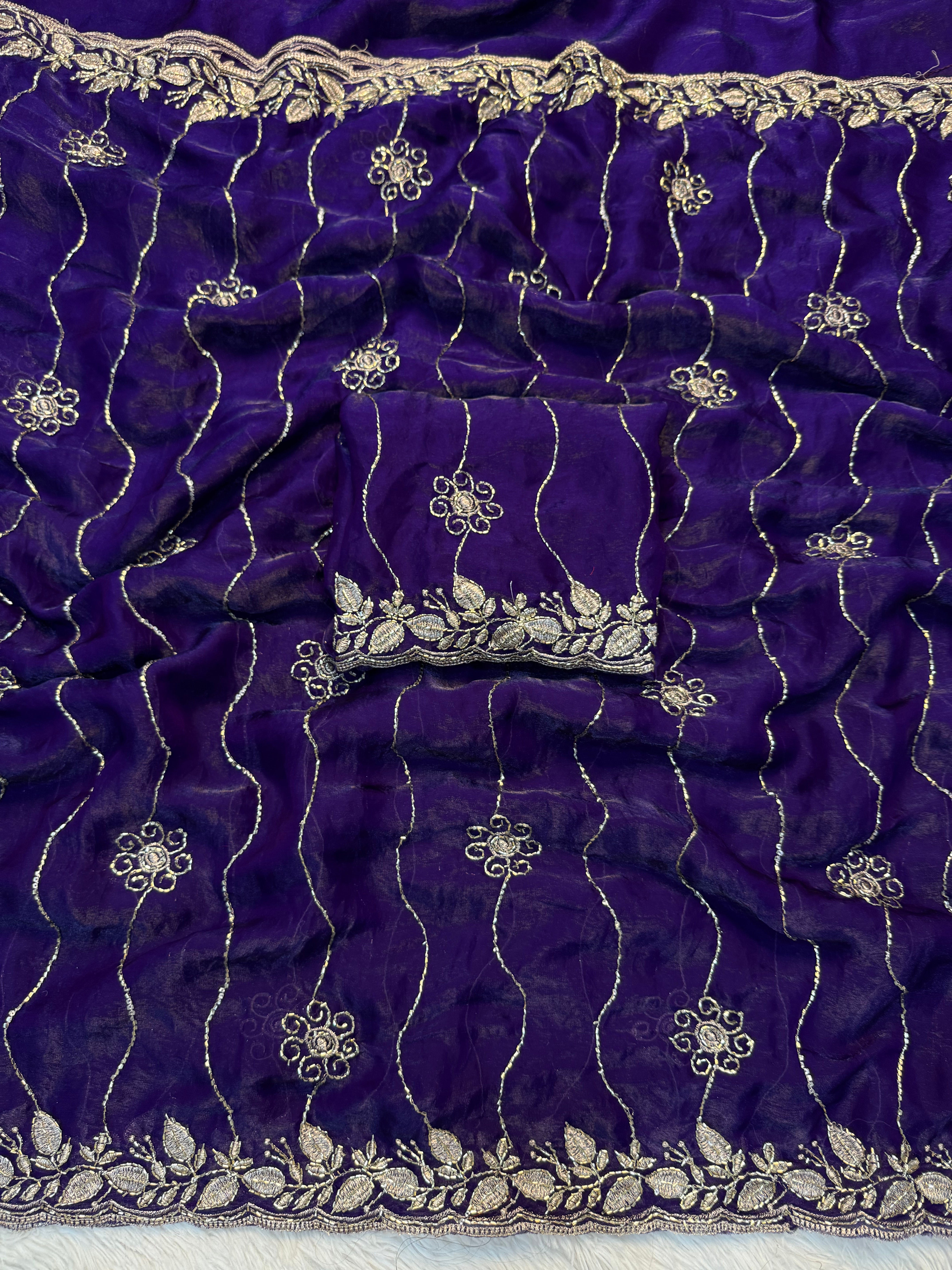 Charismatic Festive Wear Silk Sequence n Bids Work Fancy Designer Saree With Elegant Blouse Piece