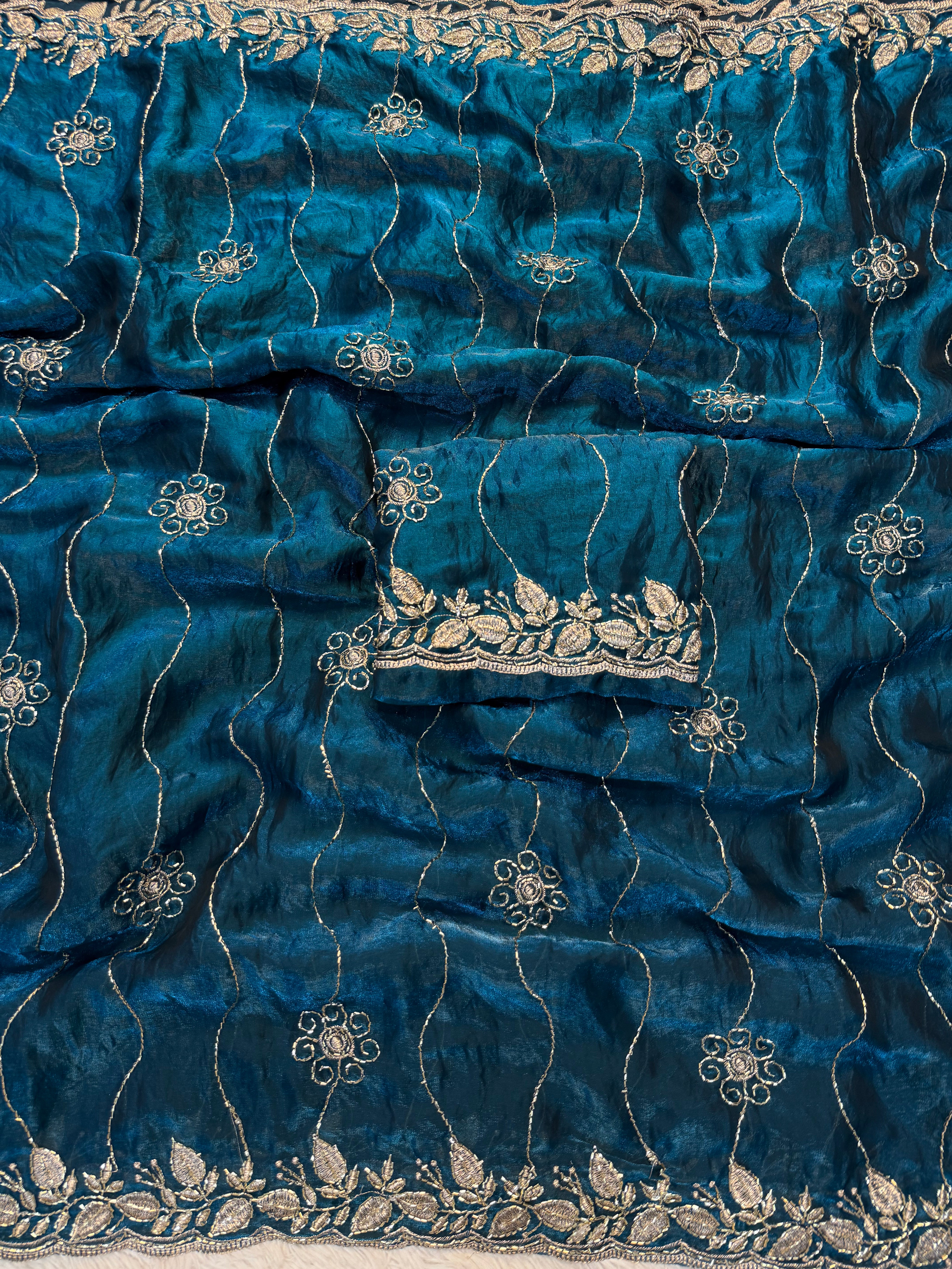 Charismatic Festive Wear Silk Sequence n Bids Work Fancy Designer Saree With Elegant Blouse Piece