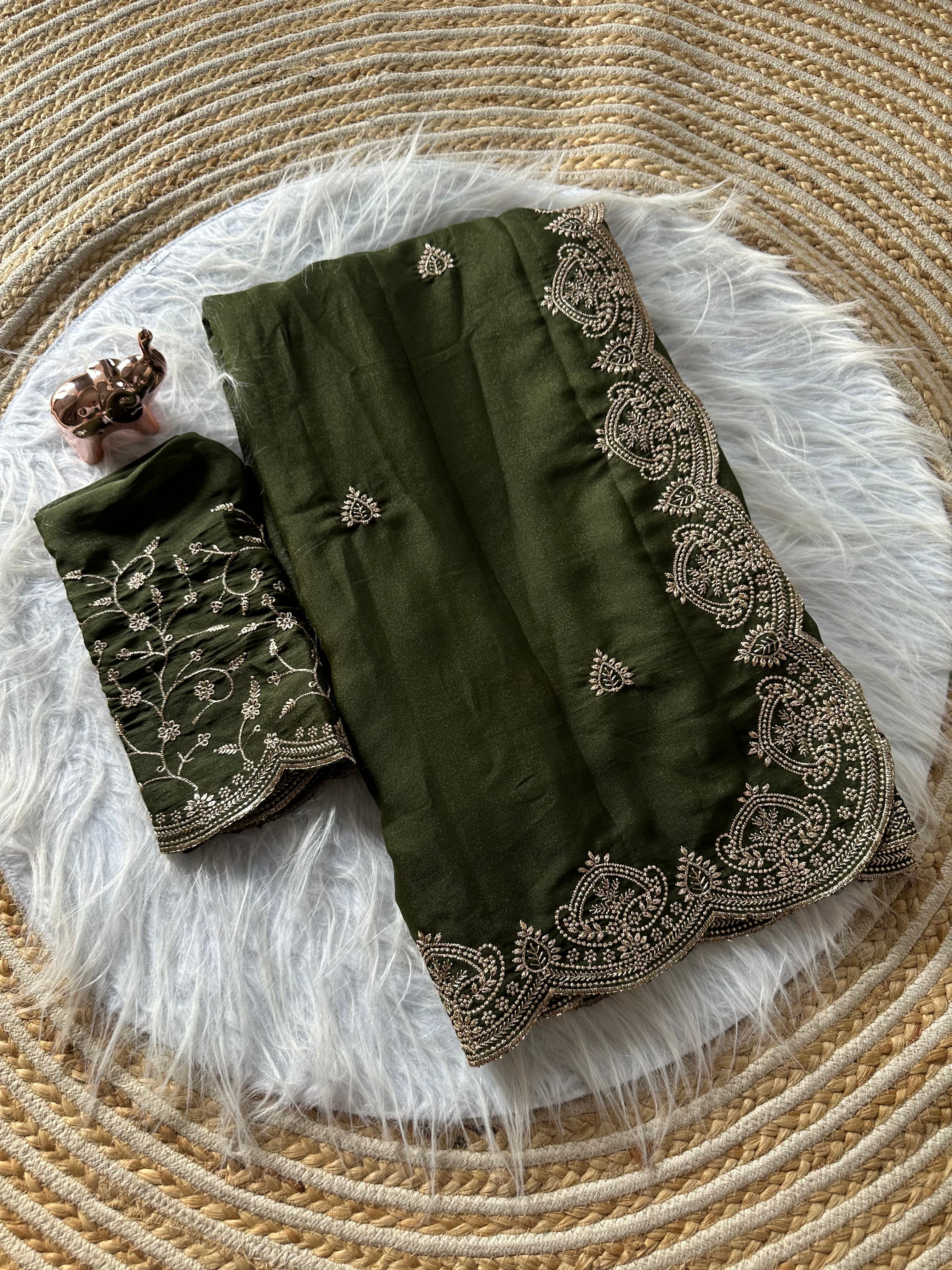 Scrupulous Wedding Wear Georgette Fabric Embroidery Work Fancy Designer Saree With Blouse Piece