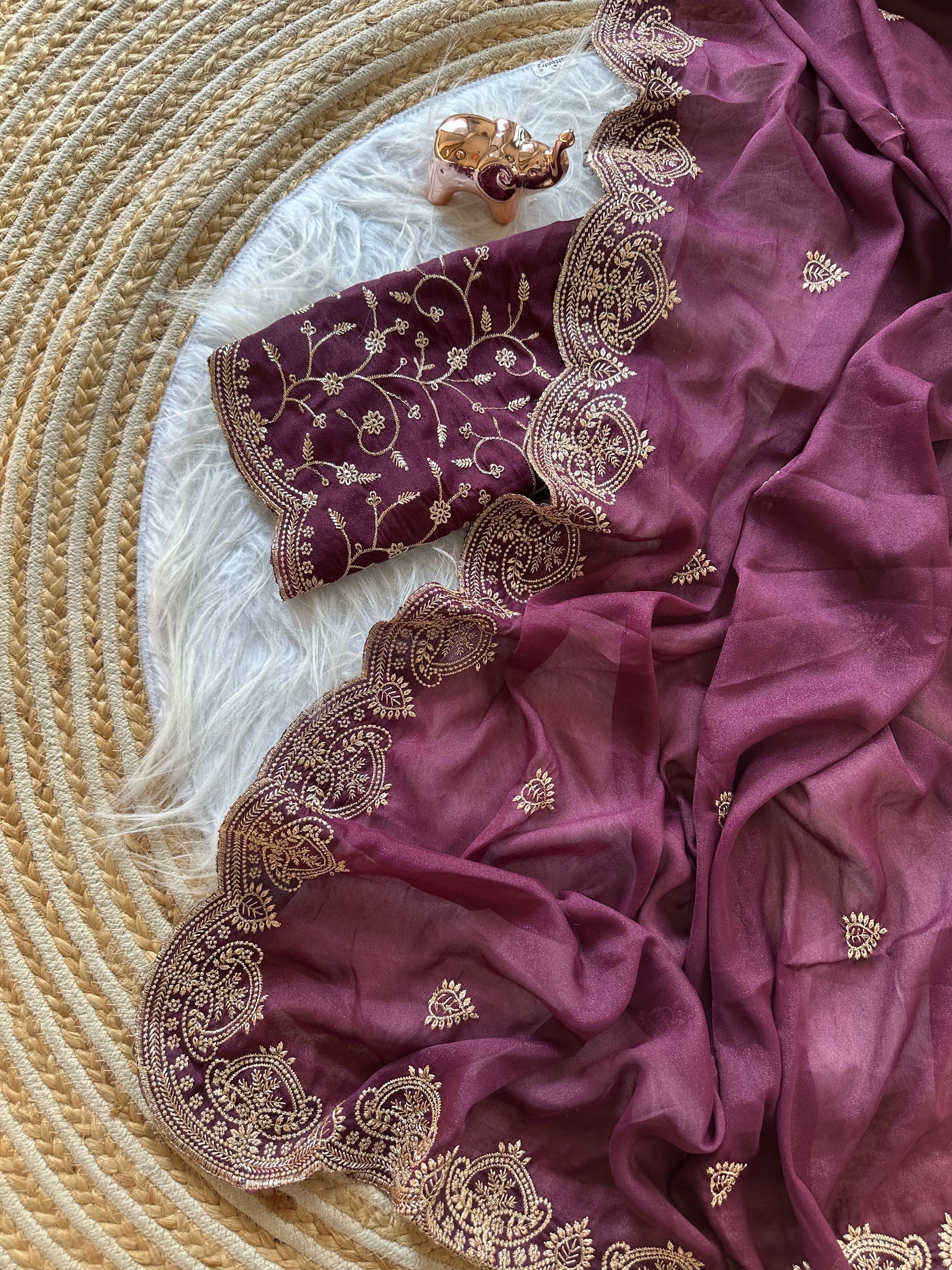 Scrupulous Wedding Wear Georgette Fabric Embroidery Work Fancy Designer Saree With Blouse Piece