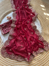 Load image into Gallery viewer, Scrupulous Wedding Wear Georgette Fabric Embroidery Work Fancy Designer Saree With Blouse Piece
