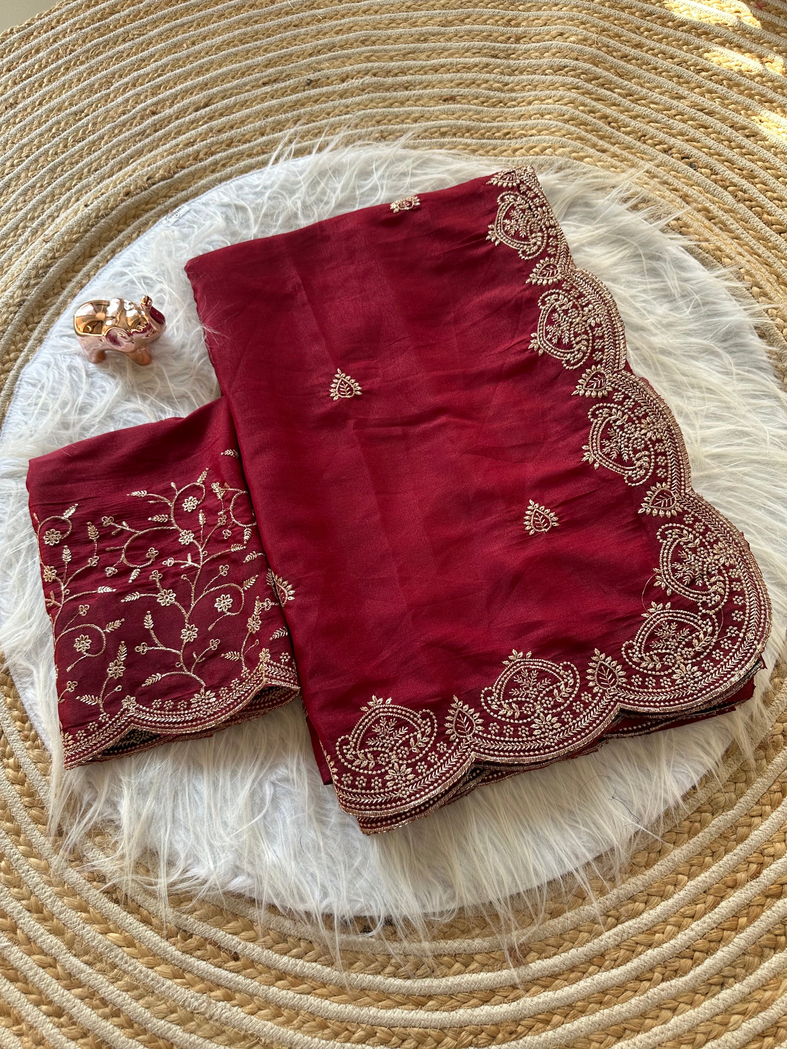 Scrupulous Wedding Wear Georgette Fabric Embroidery Work Fancy Designer Saree With Blouse Piece