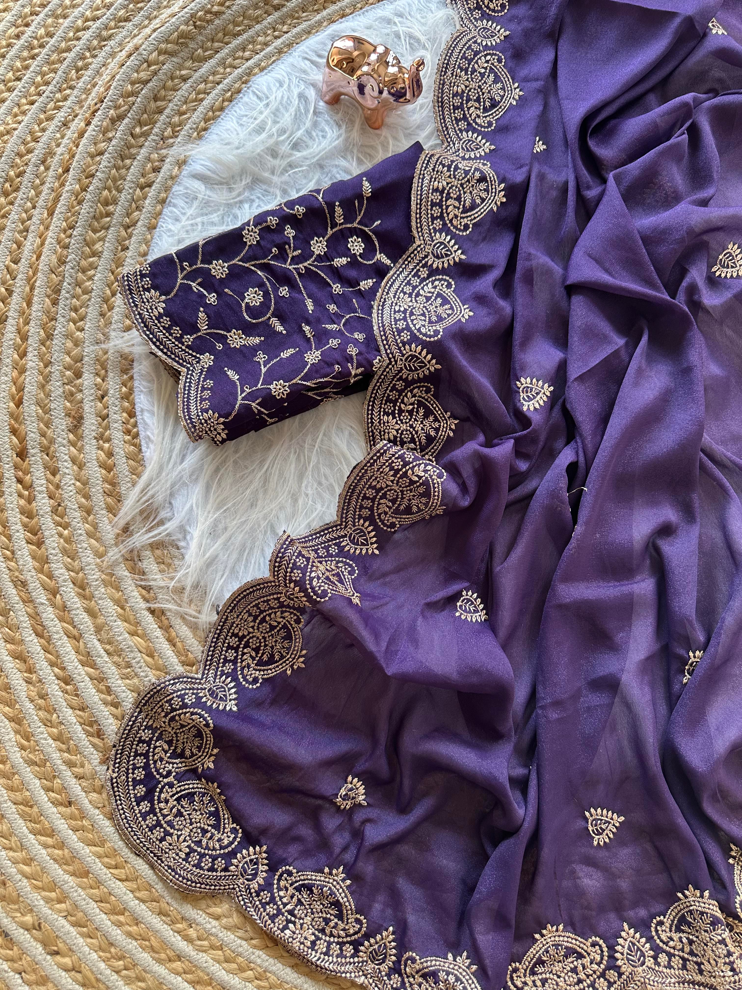 Scrupulous Wedding Wear Georgette Fabric Embroidery Work Fancy Designer Saree With Blouse Piece