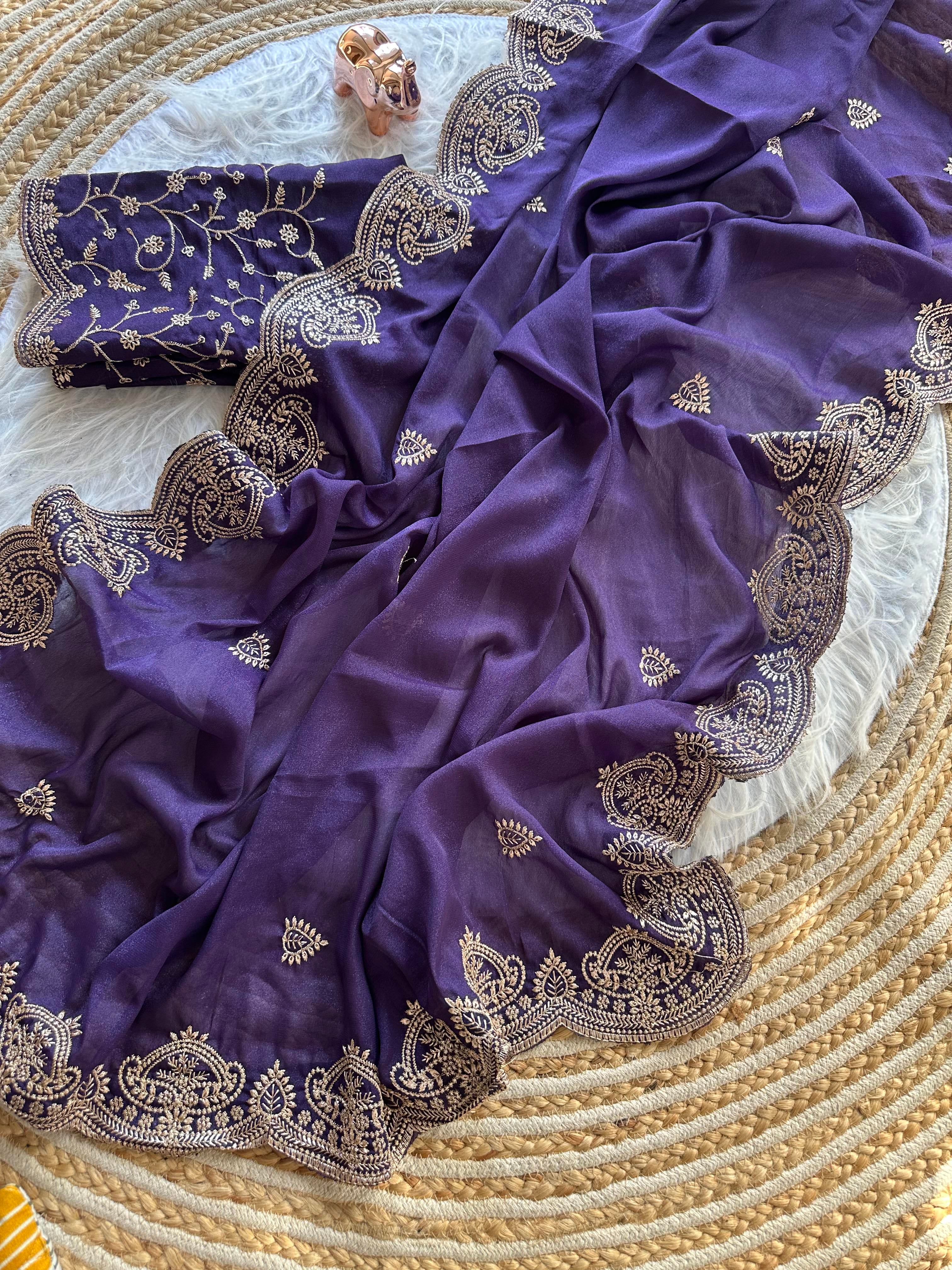 Scrupulous Wedding Wear Georgette Fabric Embroidery Work Fancy Designer Saree With Blouse Piece