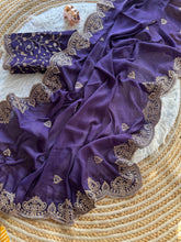 Load image into Gallery viewer, Scrupulous Wedding Wear Georgette Fabric Embroidery Work Fancy Designer Saree With Blouse Piece
