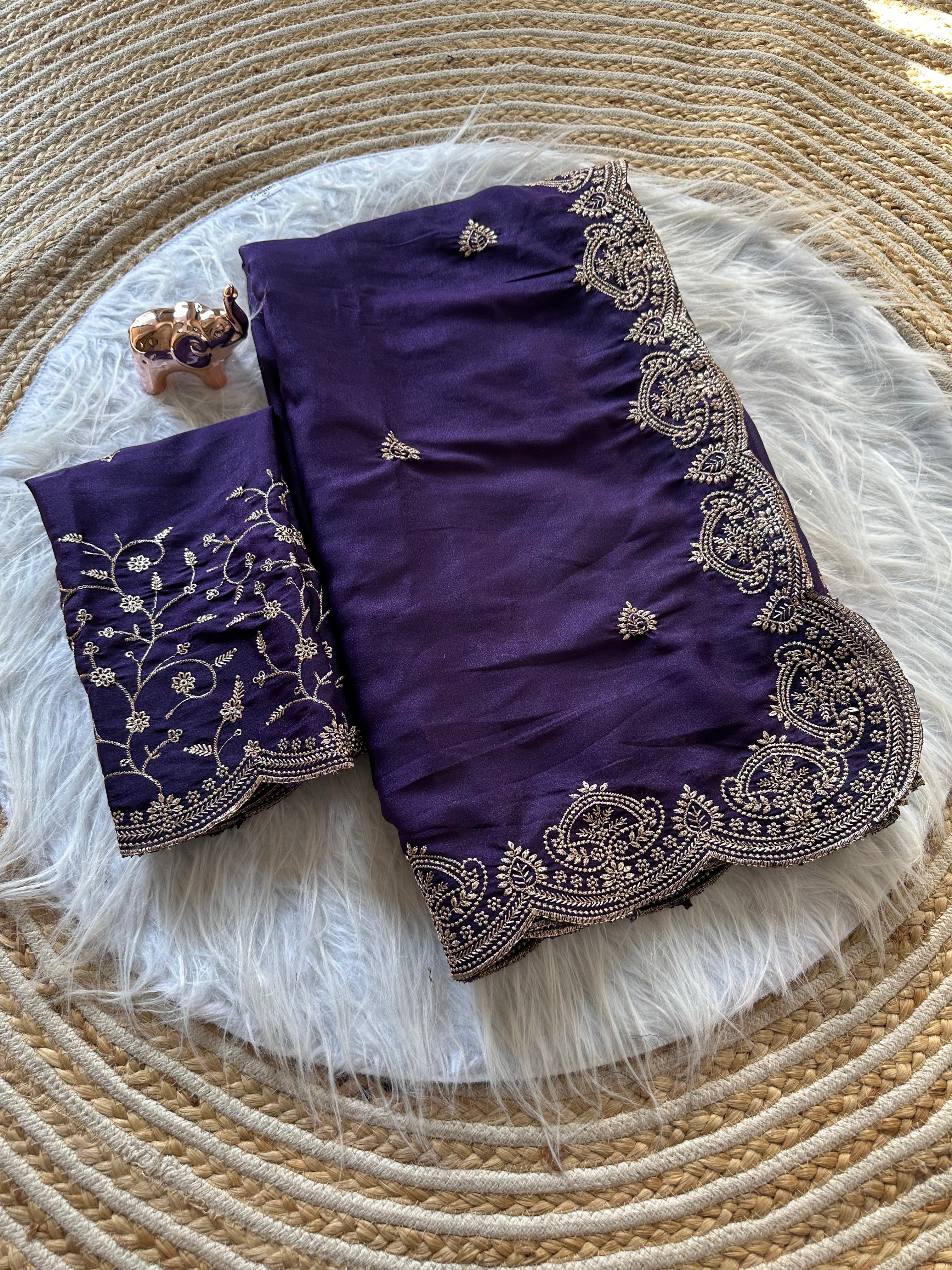 Scrupulous Wedding Wear Georgette Fabric Embroidery Work Fancy Designer Saree With Blouse Piece