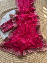 Load image into Gallery viewer, Scrupulous Wedding Wear Georgette Fabric Embroidery Work Fancy Designer Saree With Blouse Piece
