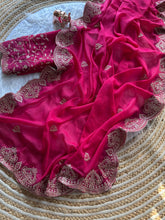 Load image into Gallery viewer, Scrupulous Wedding Wear Georgette Fabric Embroidery Work Fancy Designer Saree With Blouse Piece
