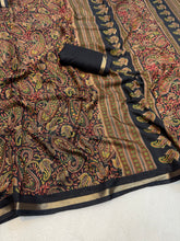 Load image into Gallery viewer, Imaginative Festive Wear Pure Soft Tussar Kashmiri Silk Printed n Zari Work Border Rich Pallu Fancy Designer Saree
