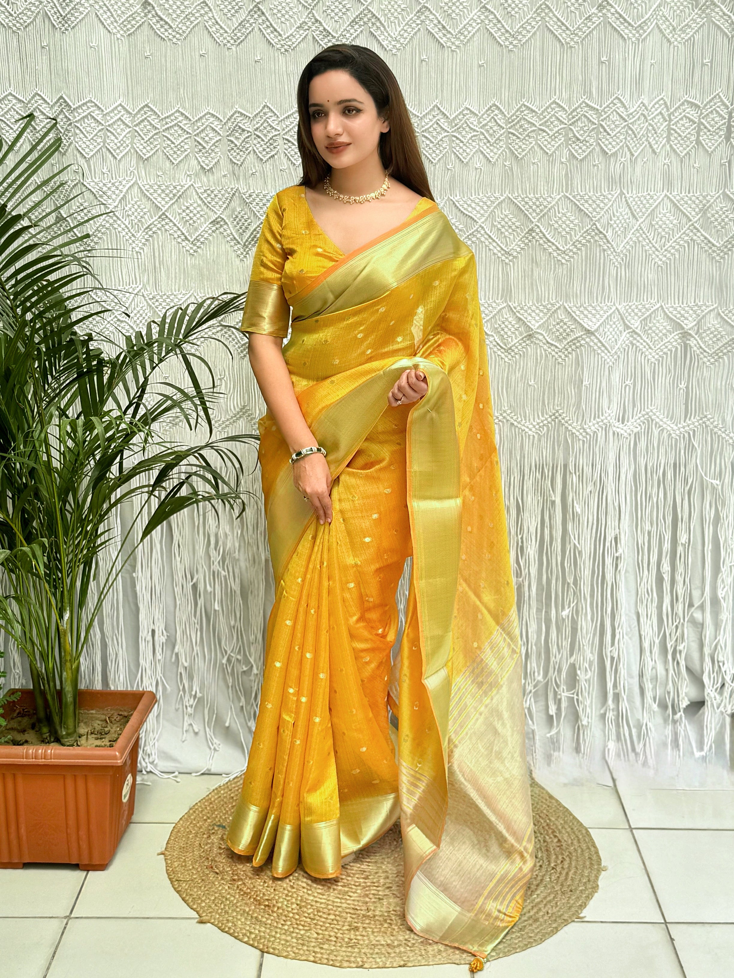 Charismatic Function Wear Banarasi Organza Silk Zari Weaving Rich Pallu Fancy Designer Saree With Blouse Piece