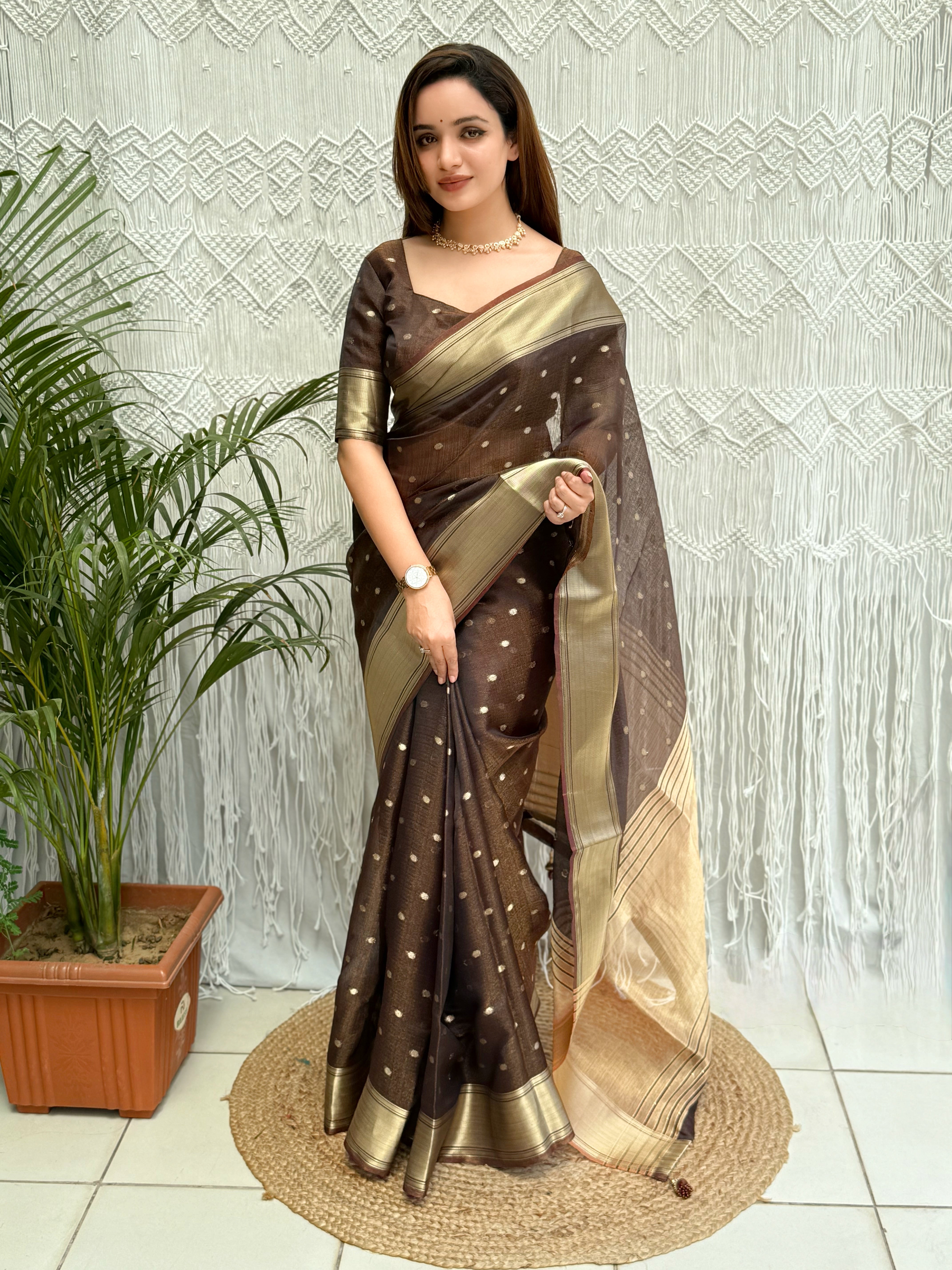 Charismatic Function Wear Banarasi Organza Silk Zari Weaving Rich Pallu Fancy Designer Saree With Blouse Piece