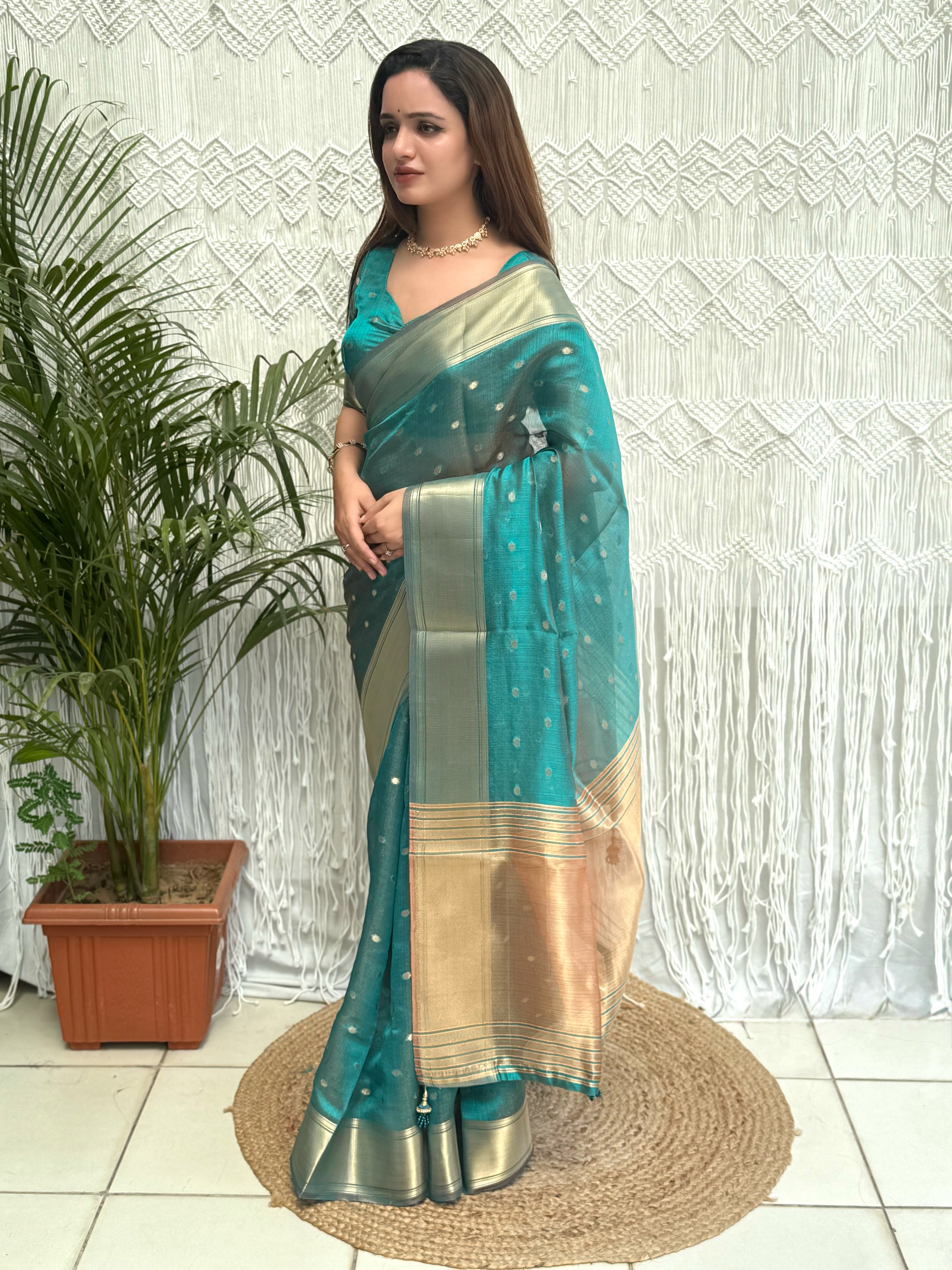 Charismatic Function Wear Banarasi Organza Silk Zari Weaving Rich Pallu Fancy Designer Saree With Blouse Piece