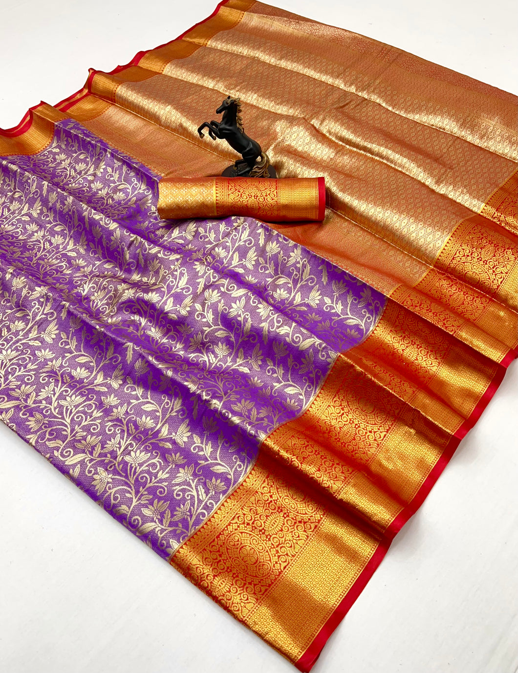 New Wedding Wear Jacquard Zari Weaving Work Kanchipuram Silk Saree With Ephemeral Blouse Piece