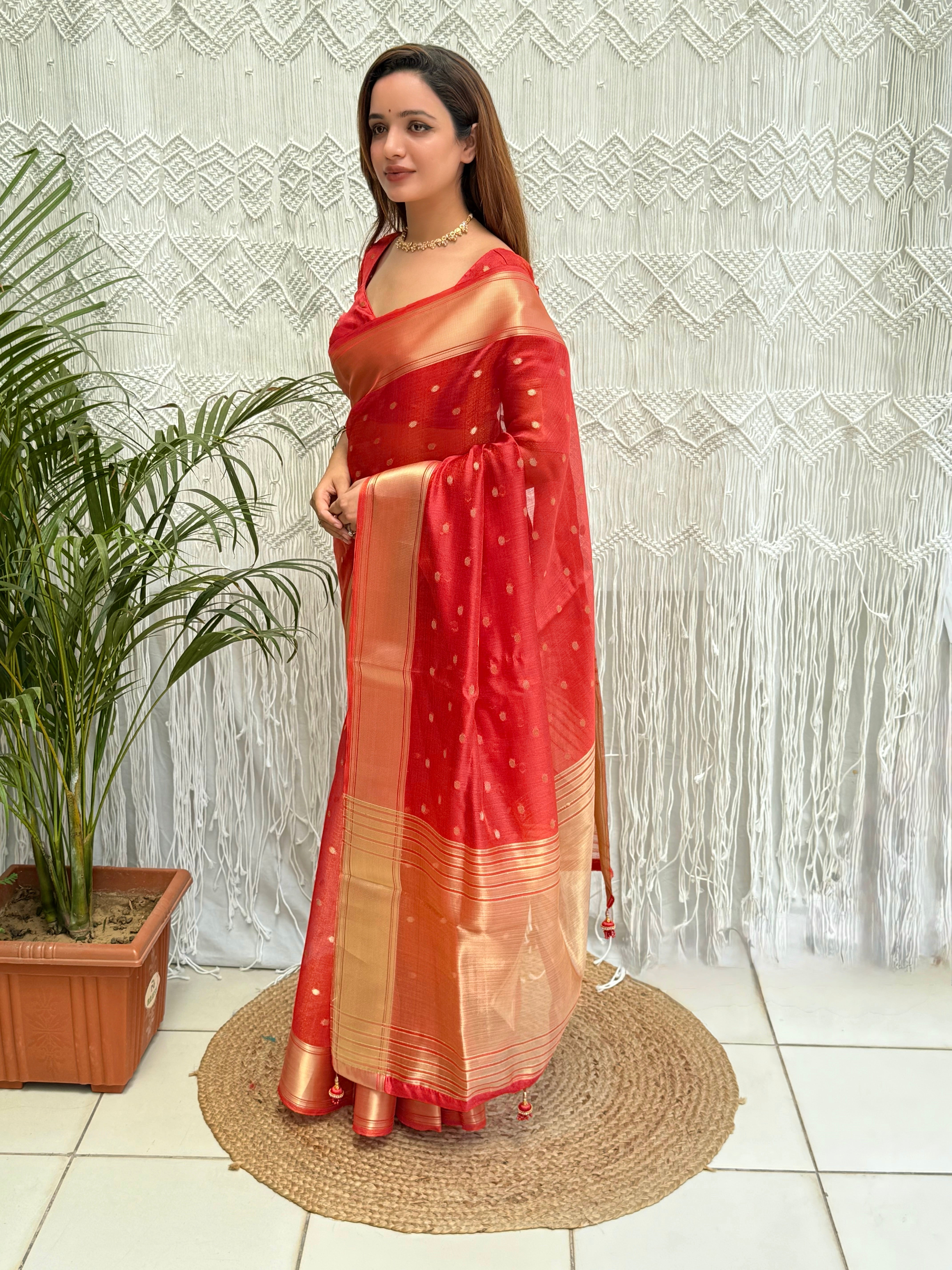 Charismatic Function Wear Banarasi Organza Silk Zari Weaving Rich Pallu Fancy Designer Saree With Blouse Piece