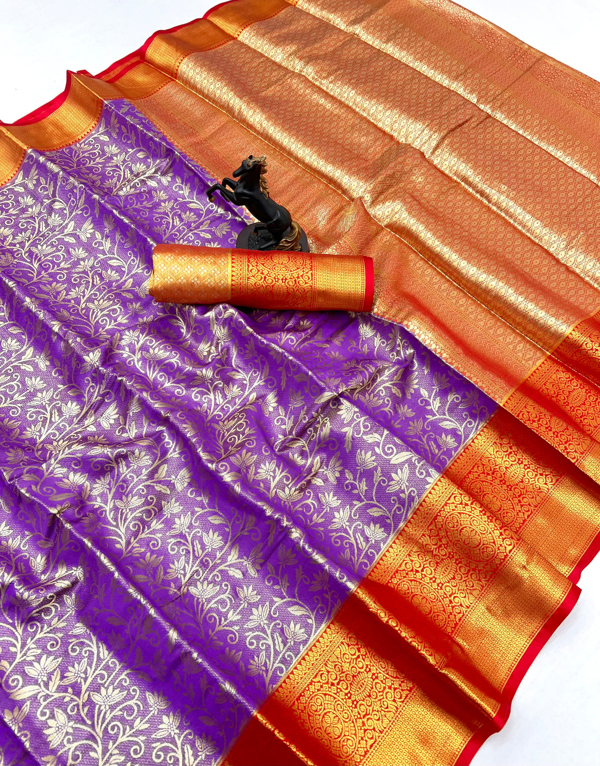 New Wedding Wear Jacquard Zari Weaving Work Kanchipuram Silk Saree With Ephemeral Blouse Piece
