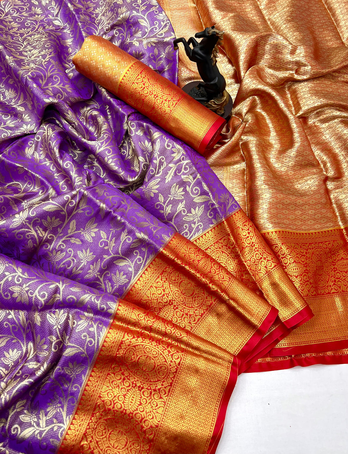 New Wedding Wear Jacquard Zari Weaving Work Kanchipuram Silk Saree With Ephemeral Blouse Piece