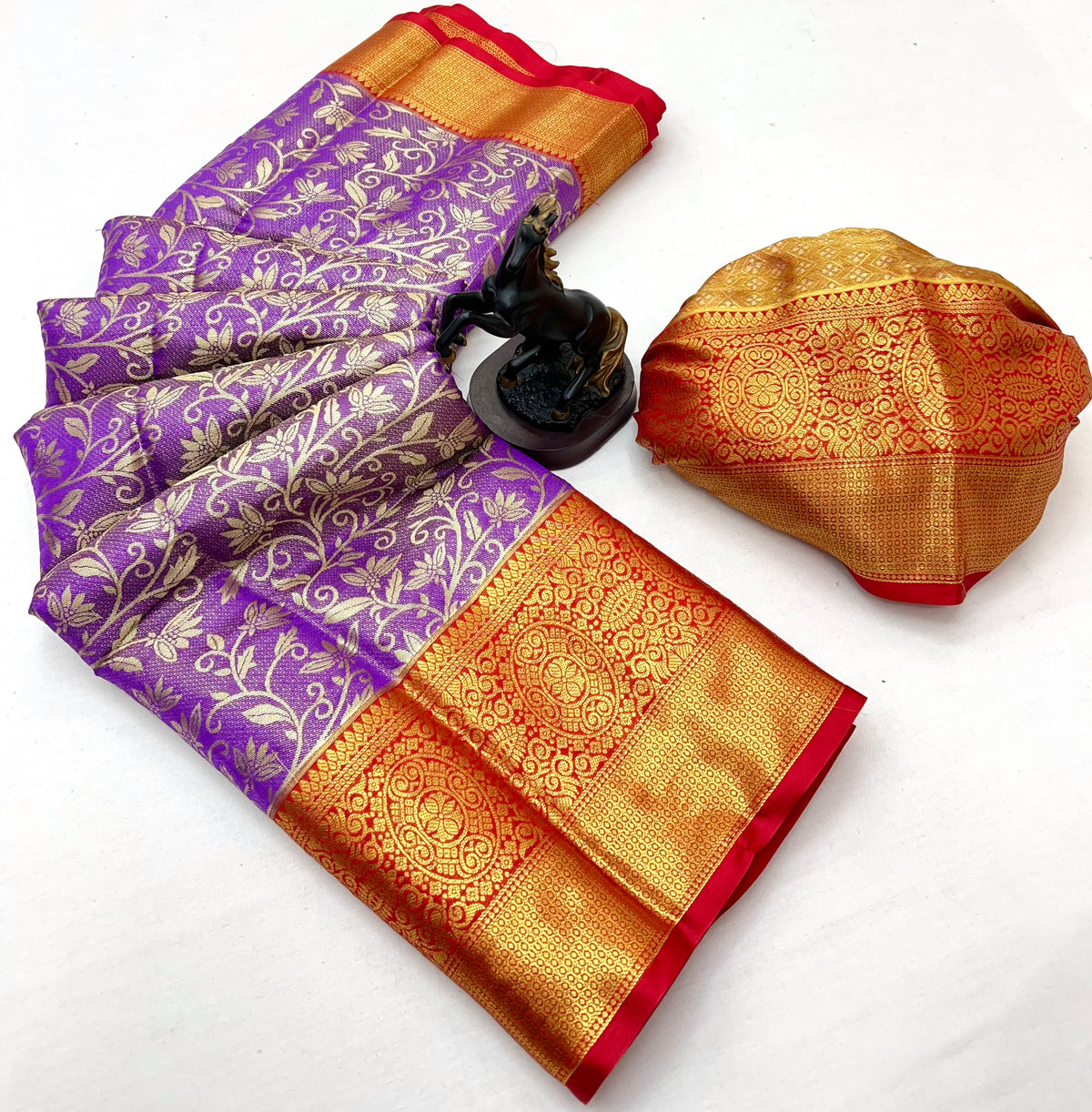 New Wedding Wear Jacquard Zari Weaving Work Kanchipuram Silk Saree With Ephemeral Blouse Piece