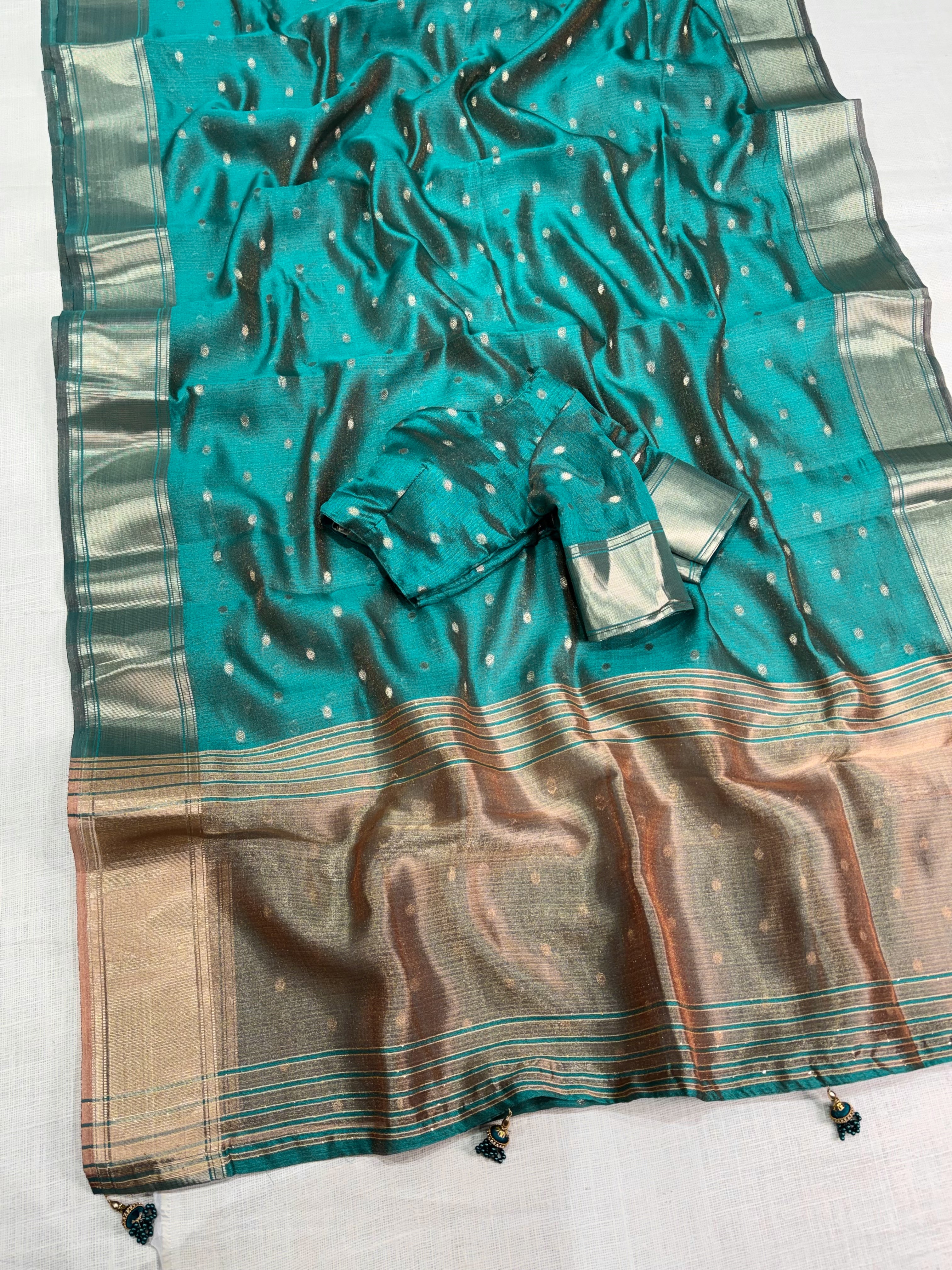 Charismatic Function Wear Banarasi Organza Silk Zari Weaving Rich Pallu Fancy Designer Saree With Blouse Piece