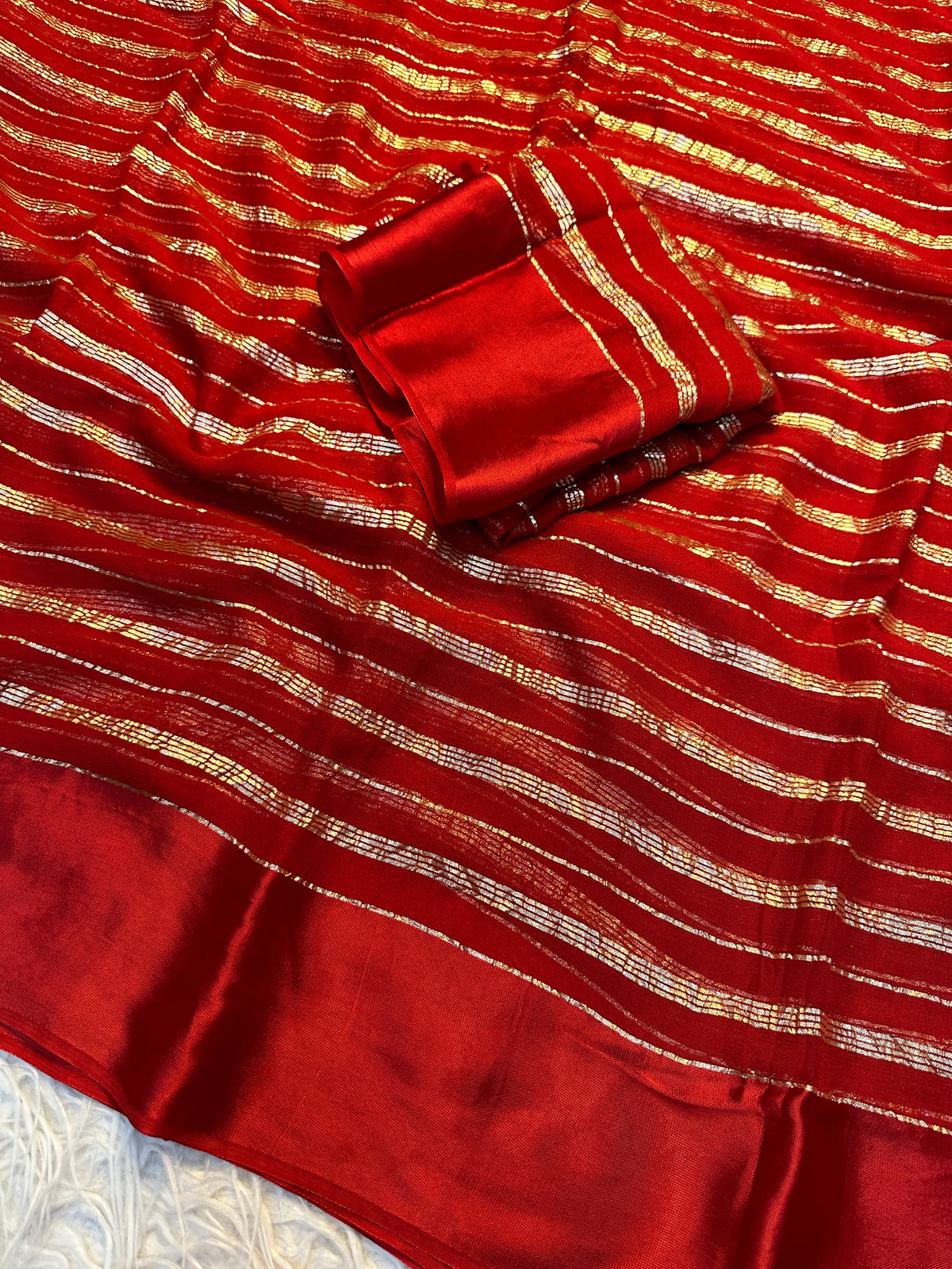 Evocative Party Wear Pure Viscose Georgette Satin Border Zari Design Fancy Designer Saree With Blouse peice