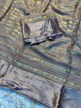 Load image into Gallery viewer, Evocative Party Wear Pure Viscose Georgette Satin Border Zari Design Fancy Designer Saree With Blouse peice
