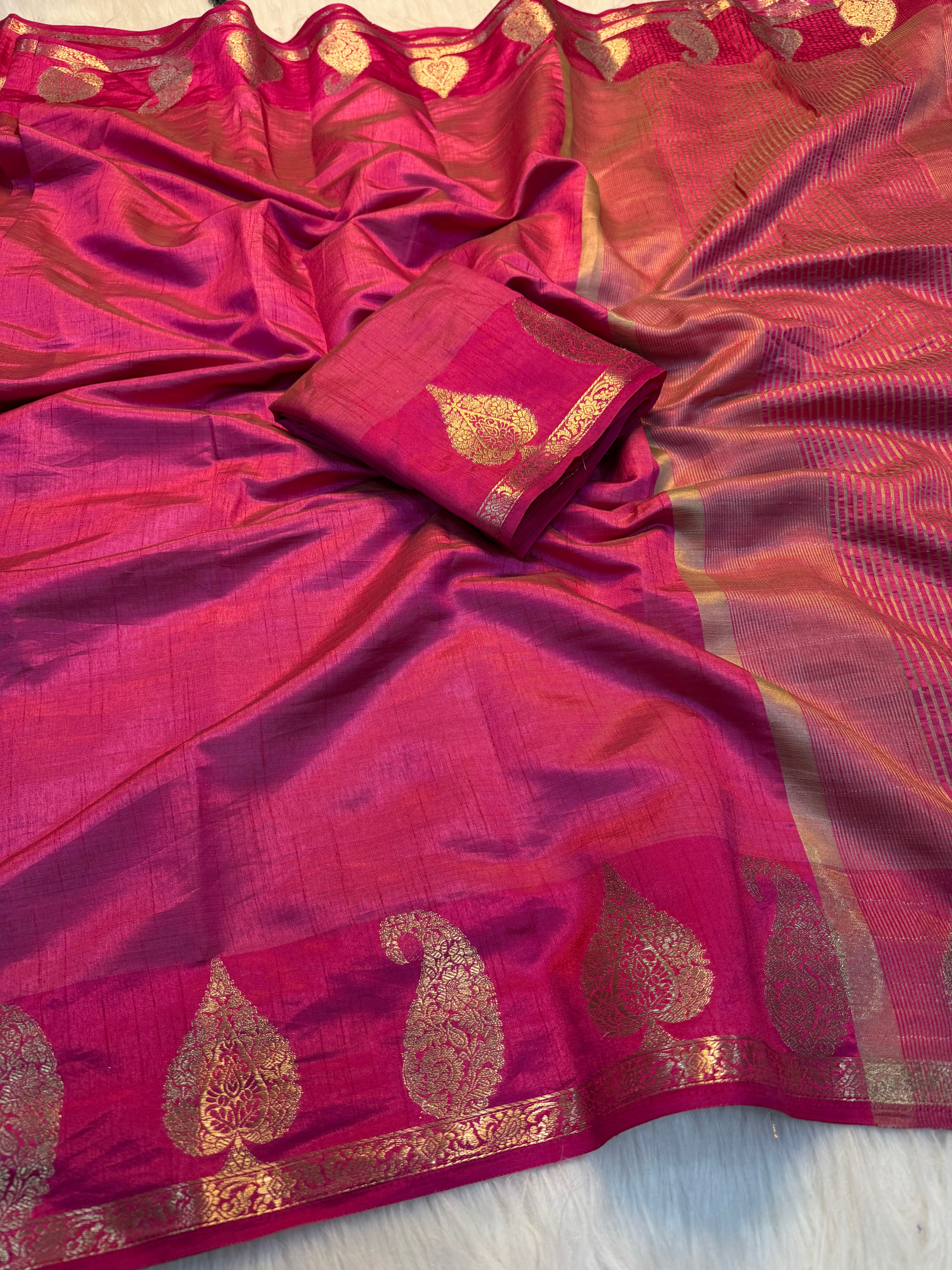 Adorable Function Wear Soft Tussar Silk Jacquard Zari Work Border Fancy Saree With Blouse Piece