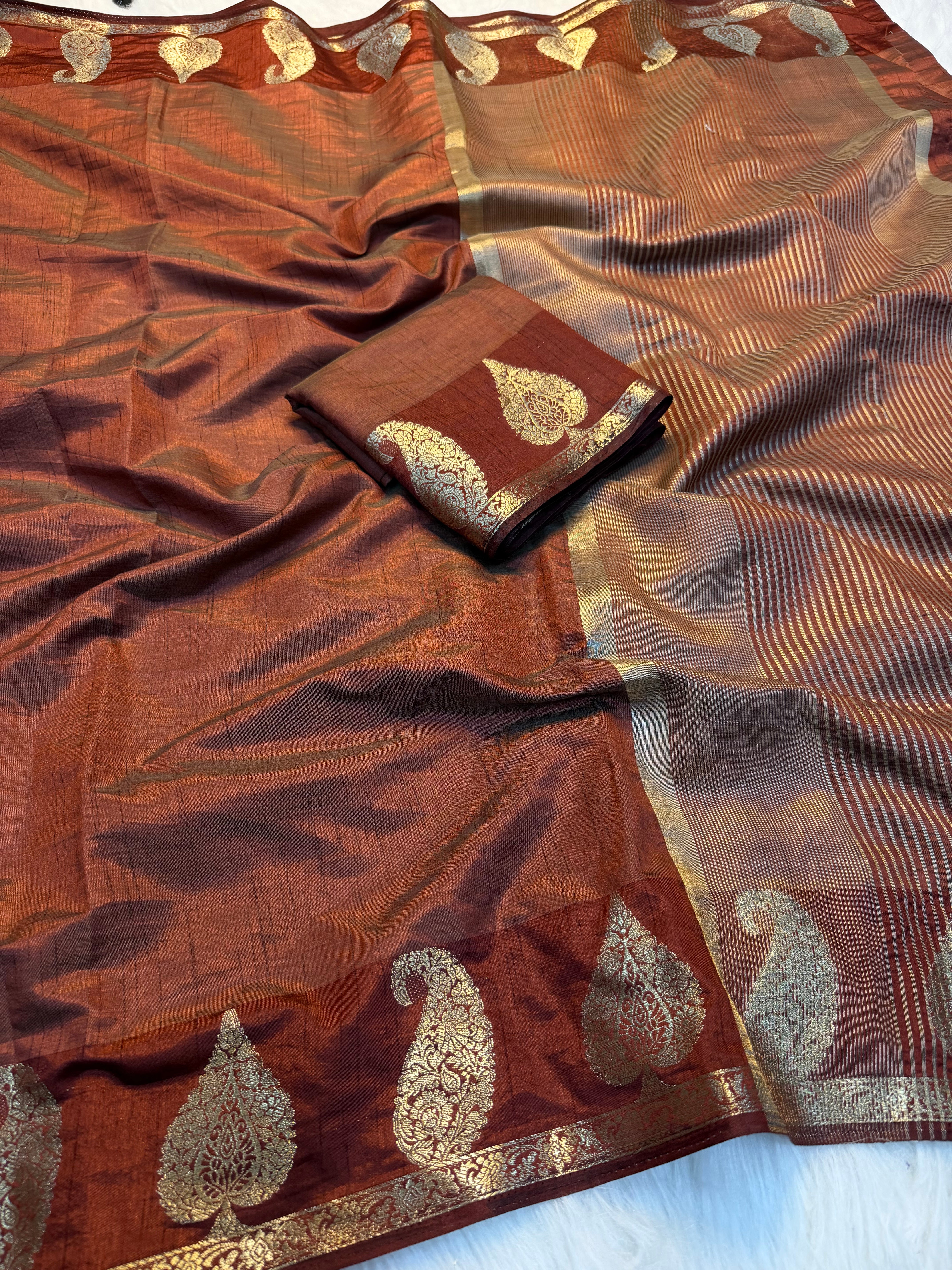 Adorable Function Wear Soft Tussar Silk Jacquard Zari Work Border Fancy Saree With Blouse Piece