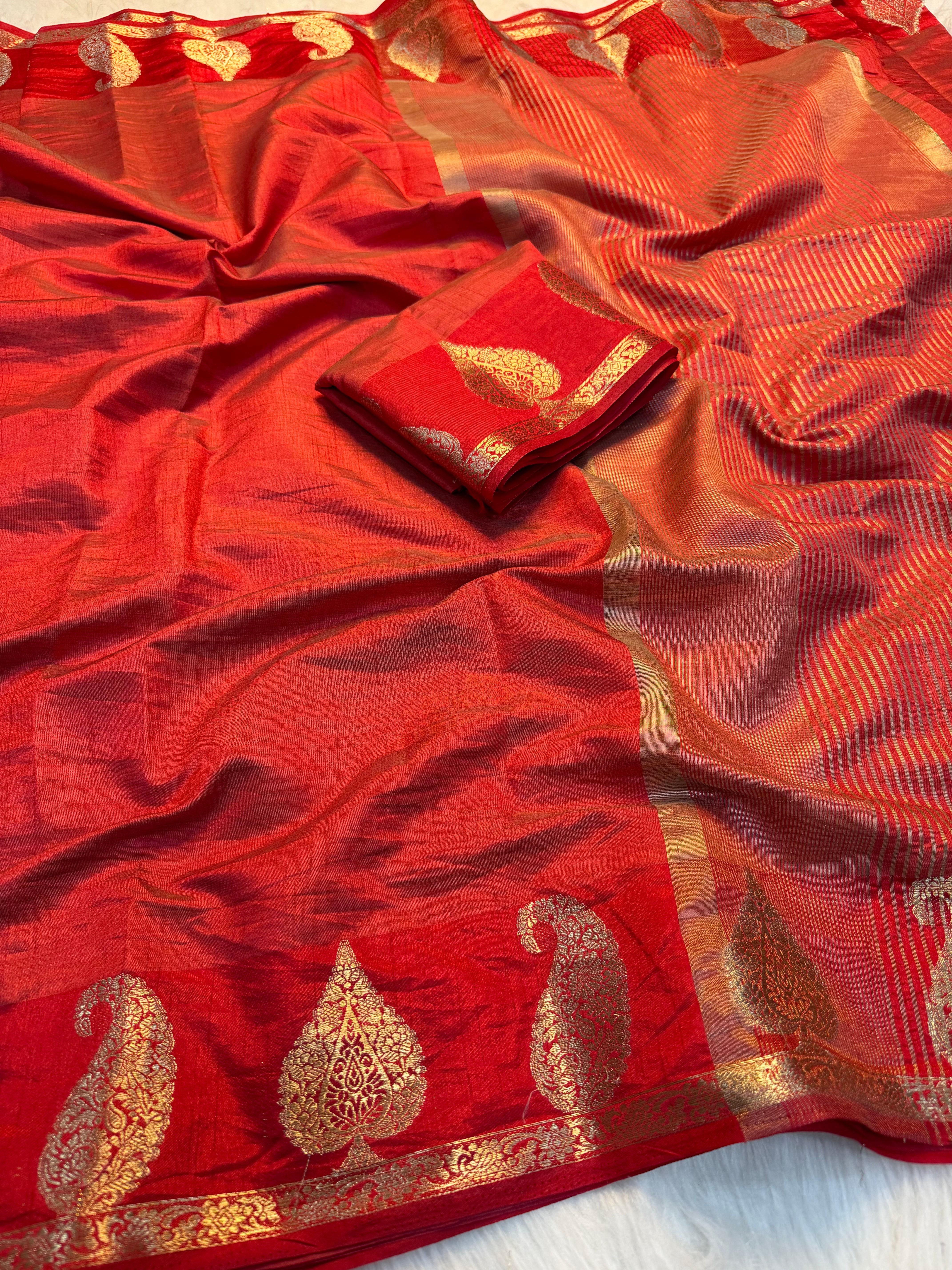 Adorable Function Wear Soft Tussar Silk Jacquard Zari Work Border Fancy Saree With Blouse Piece
