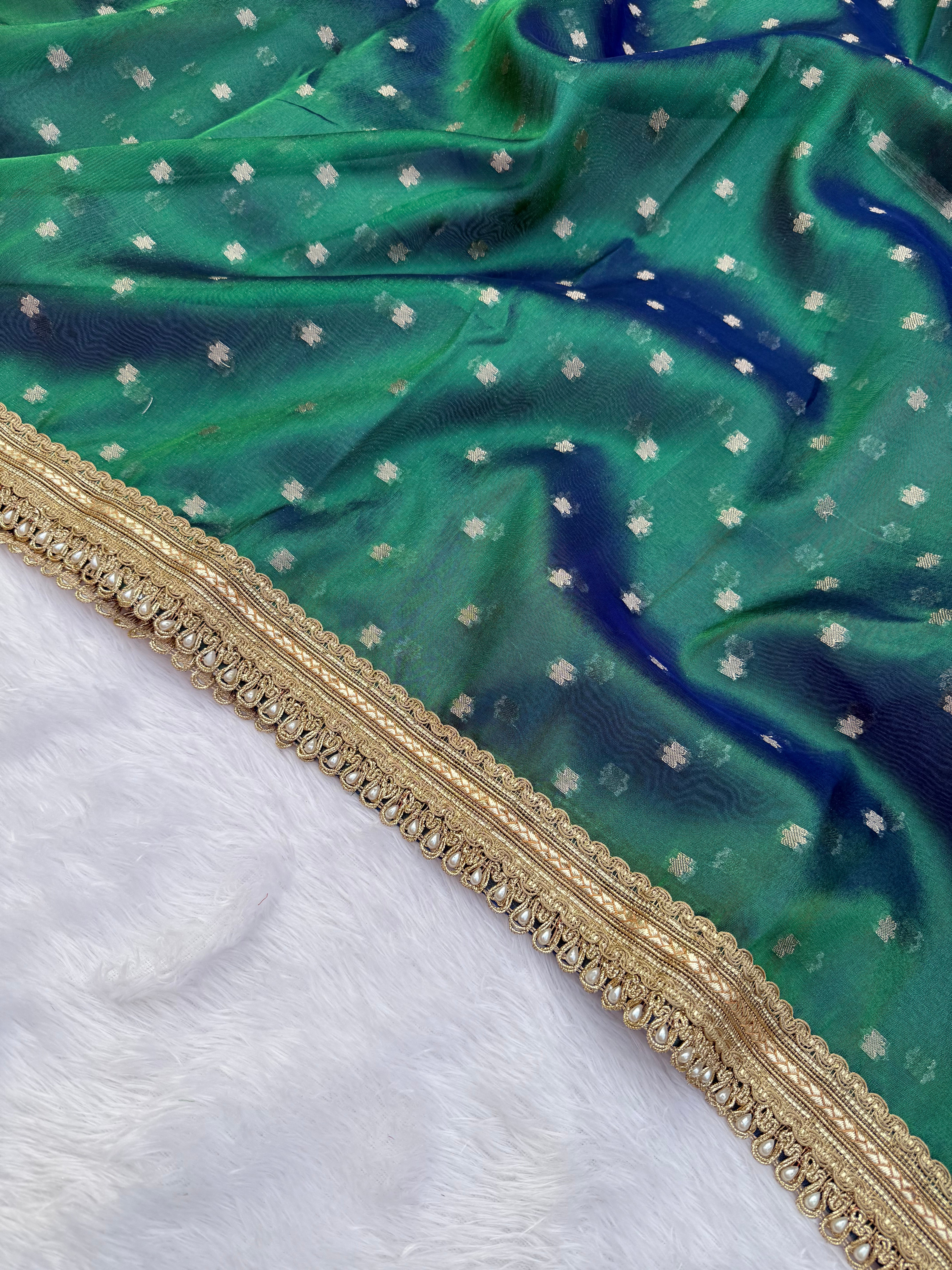 Alverina Function Wear Banarasi Tissue Silk Jaquard Zari Butti n Heavy lace Work Fancy Designer Saree For Women