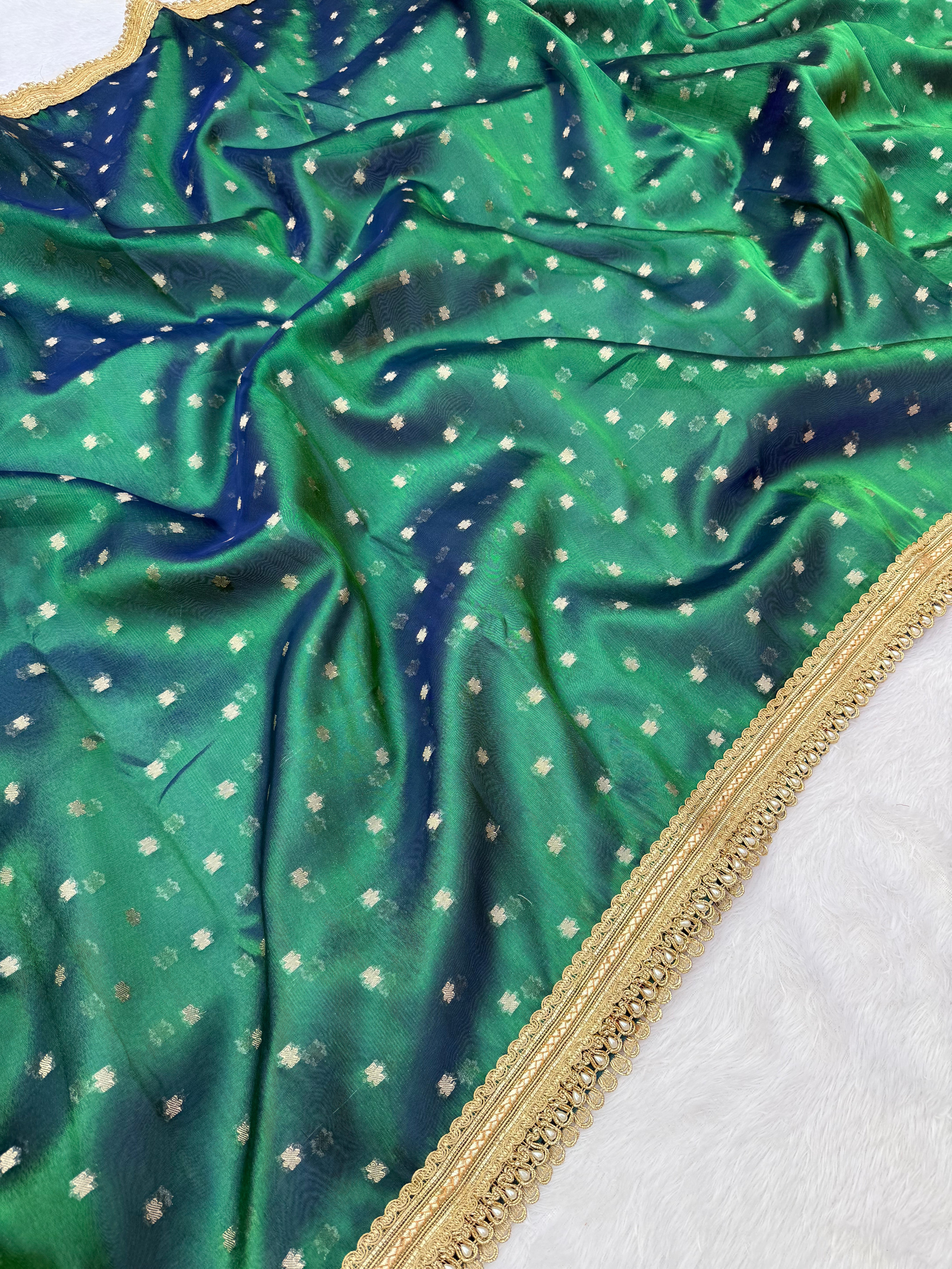 Alverina Function Wear Banarasi Tissue Silk Jaquard Zari Butti n Heavy lace Work Fancy Designer Saree For Women