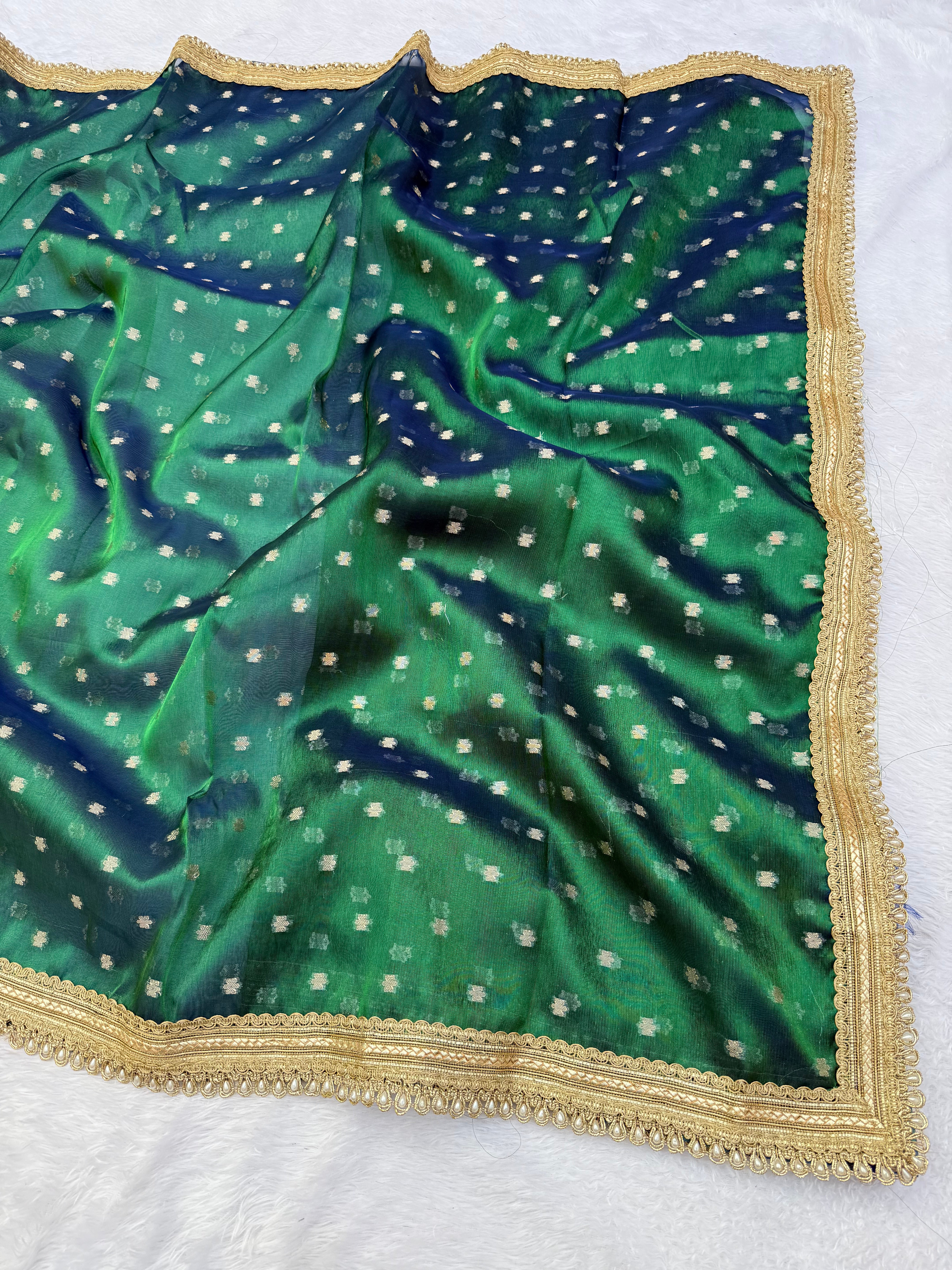 Alverina Function Wear Banarasi Tissue Silk Jaquard Zari Butti n Heavy lace Work Fancy Designer Saree For Women