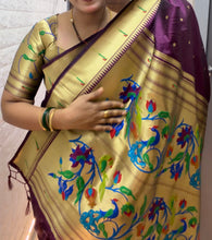 Load image into Gallery viewer, Elegant Wedding Wear Paithani Silk Zari Buttis n Rich Pallu Design Saree With Blouse Piece
