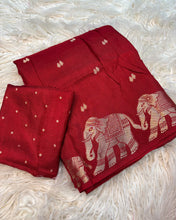 Load image into Gallery viewer, New Wedding Wear Maroon Color Pure Soft Viscose Zari Work Fancy Designer Saree With Blouse
