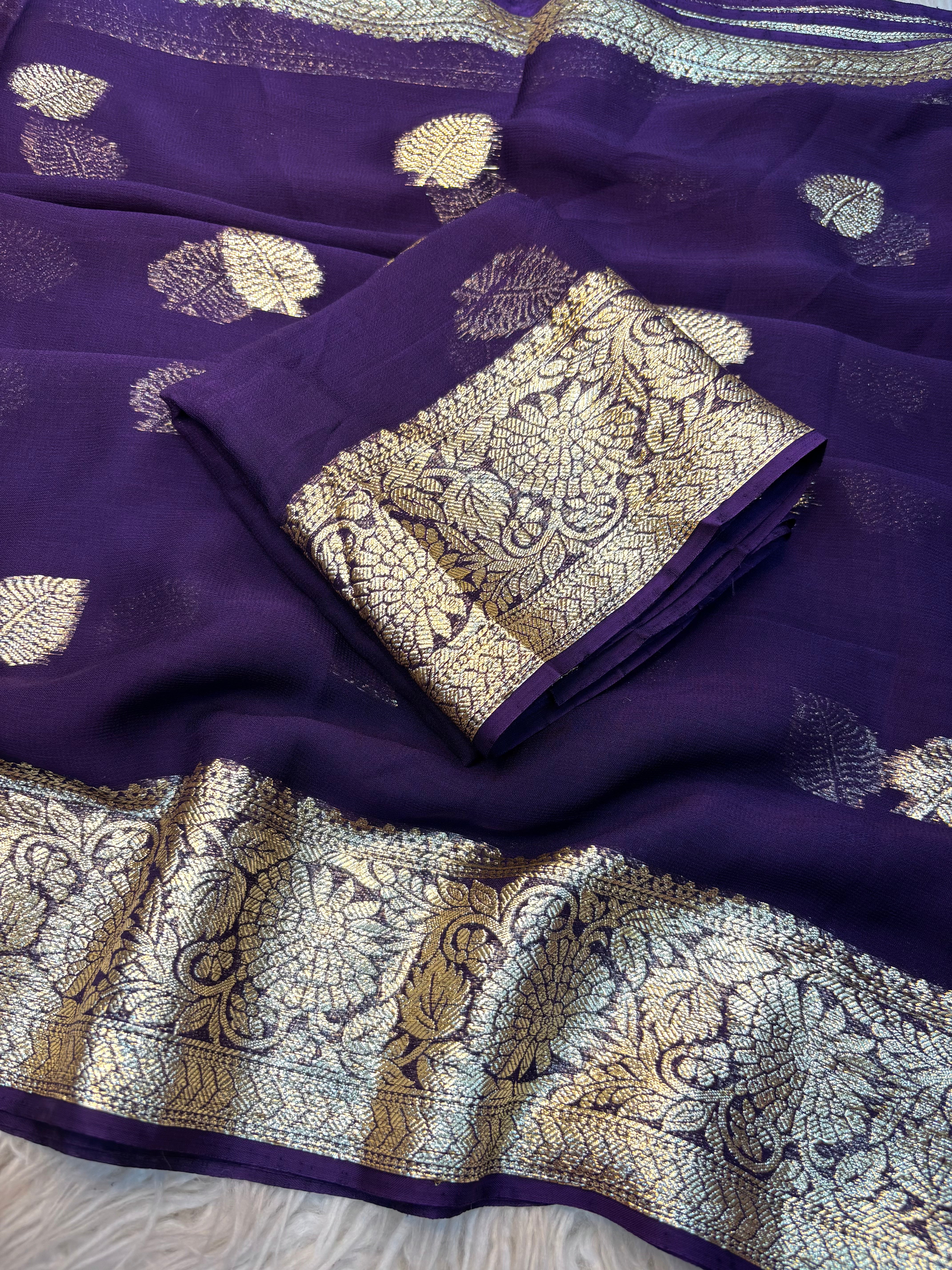 New Wedding Wear Viscose Georgette Jacquard Zari Work Fancy Designer Saree