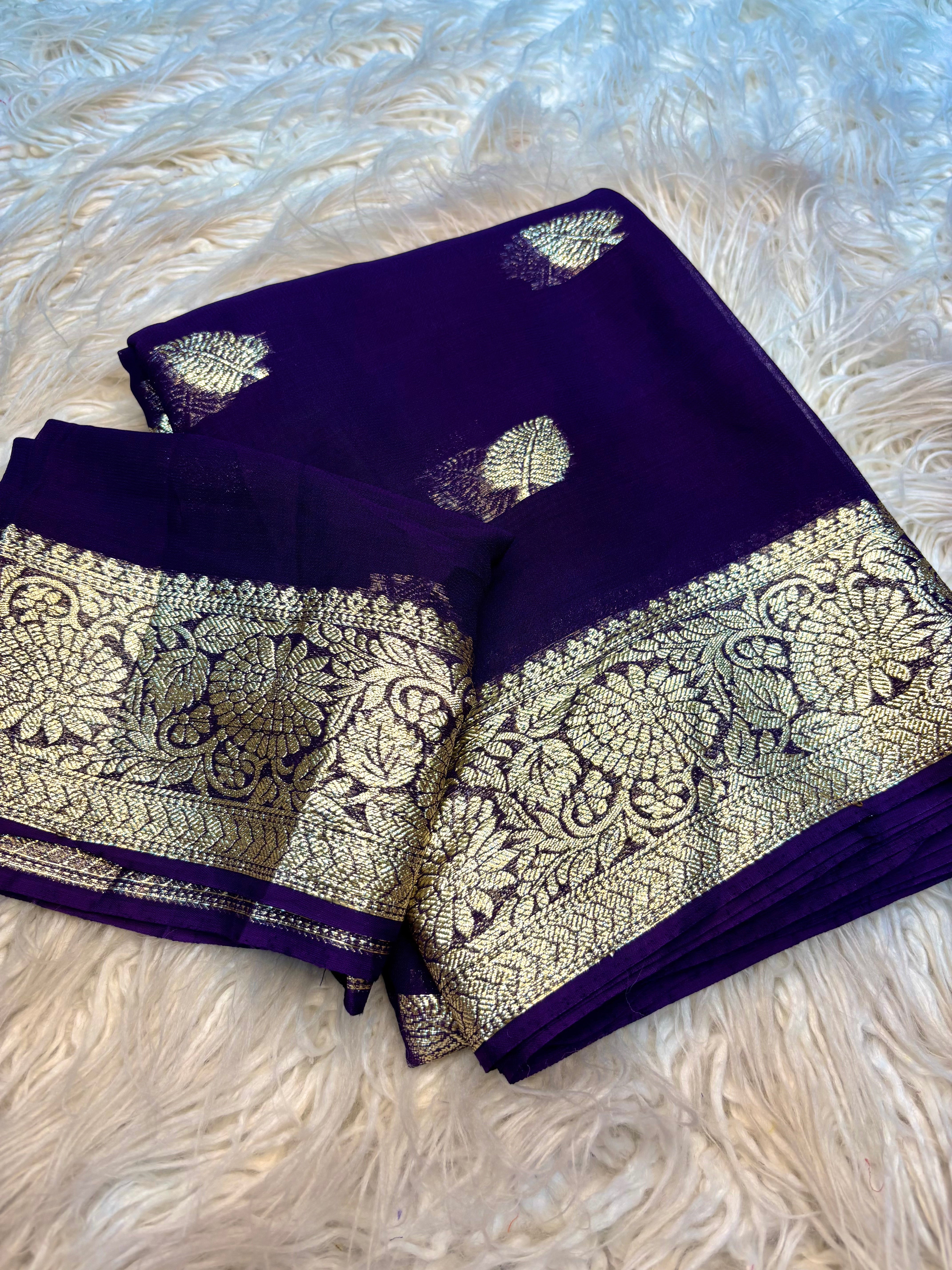 New Wedding Wear Viscose Georgette Jacquard Zari Work Fancy Designer Saree