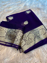 Load image into Gallery viewer, New Wedding Wear Viscose Georgette Jacquard Zari Work Fancy Designer Saree
