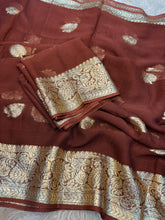 Load image into Gallery viewer, New Wedding Wear Viscose Georgette Jacquard Zari Work Fancy Designer Saree
