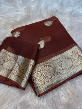 Load image into Gallery viewer, New Wedding Wear Viscose Georgette Jacquard Zari Work Fancy Designer Saree
