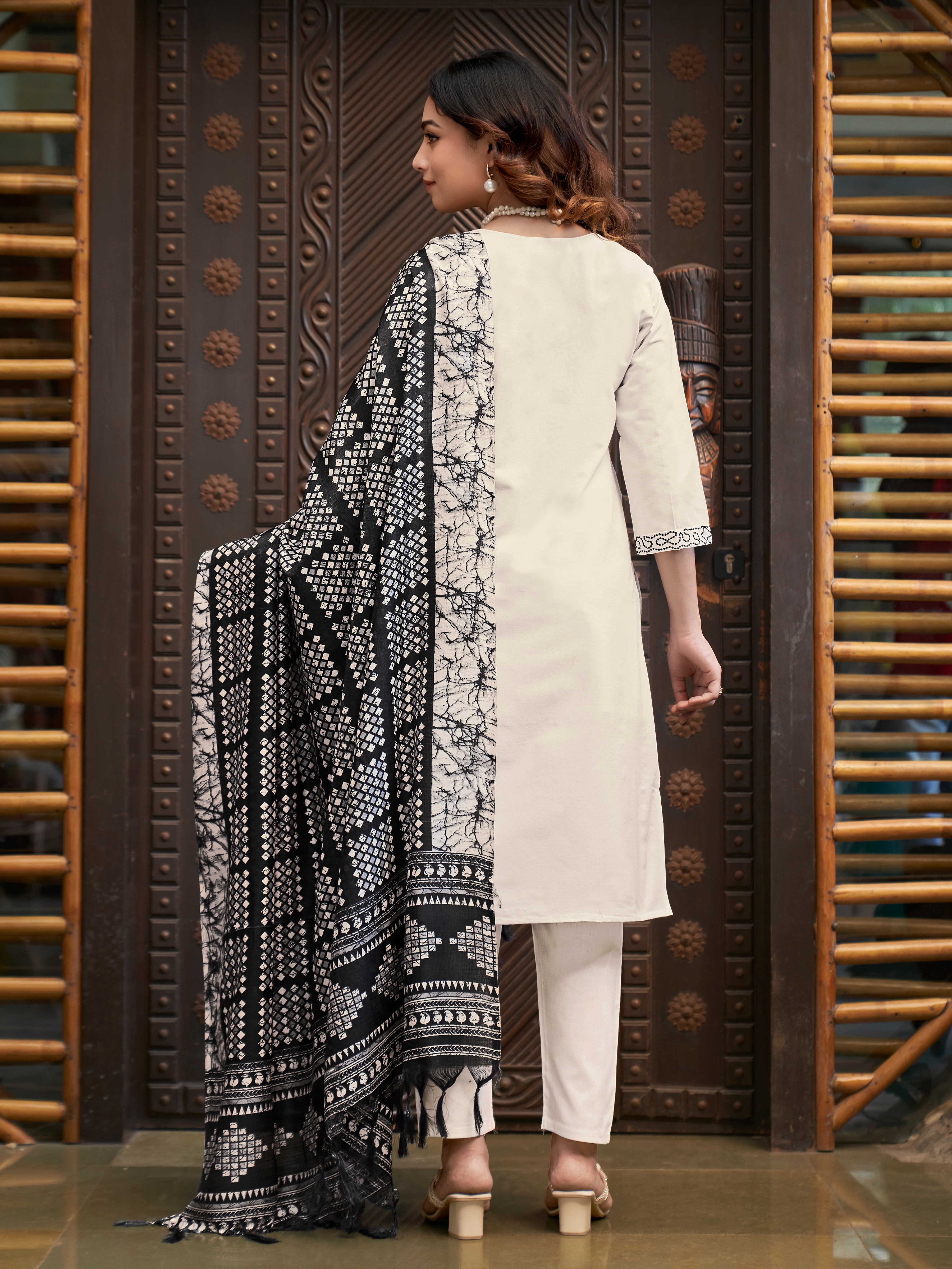 Elegant Function Wear Cotton Silk Embroidery n Sequence Work Designer Straight Kurta With Trouser n Dupatta Set