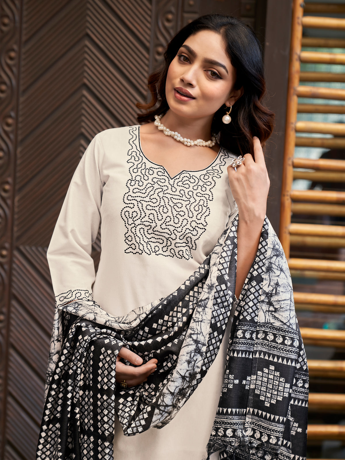 Elegant Function Wear Cotton Silk Embroidery n Sequence Work Designer Straight Kurta With Trouser n Dupatta Set