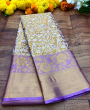 Load image into Gallery viewer, New Wedding Wear Lavender Color Kanjiviram Silk Pure Zari Weaving with Beautiful Meena Weaving Saree
