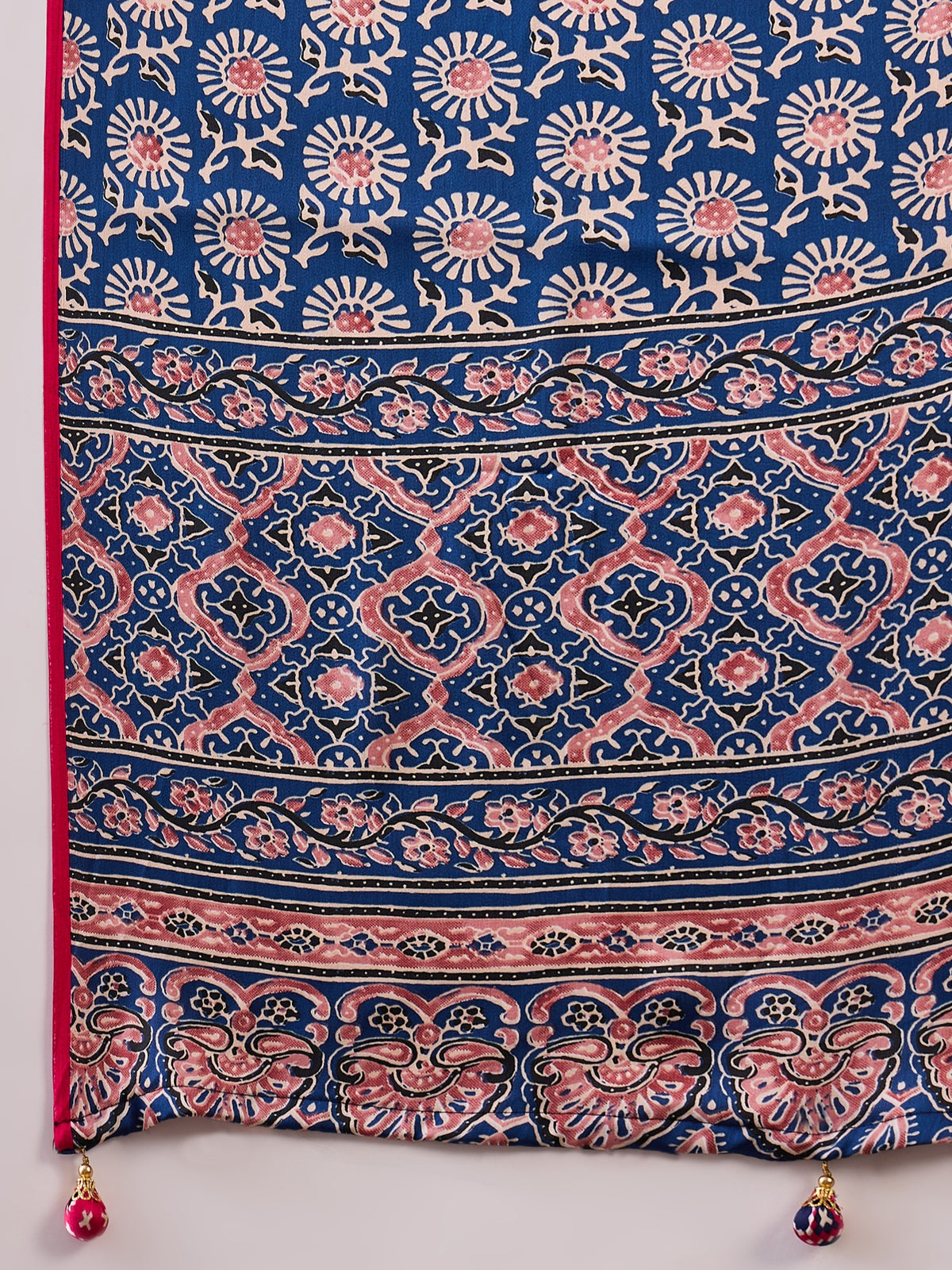 Desiring Festive Wear Satin Silk Ajrak Print Rich Pallu Fancy Saree With Unstitched Blouse Piece