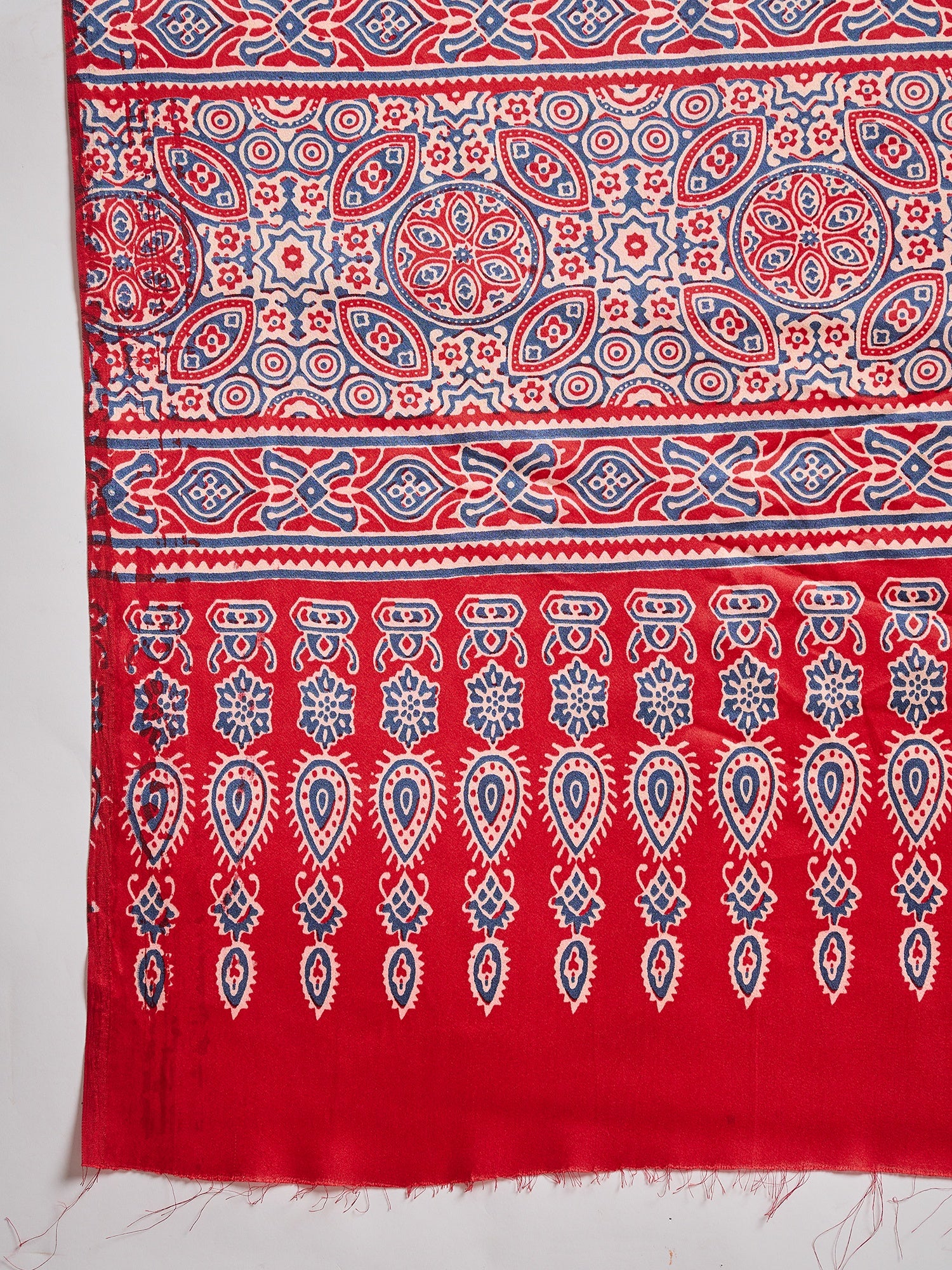 Captivating Party Wear Satin Silk Ajrak Print Rich Pallu Fancy Saree With Unstitched Blouse Piece