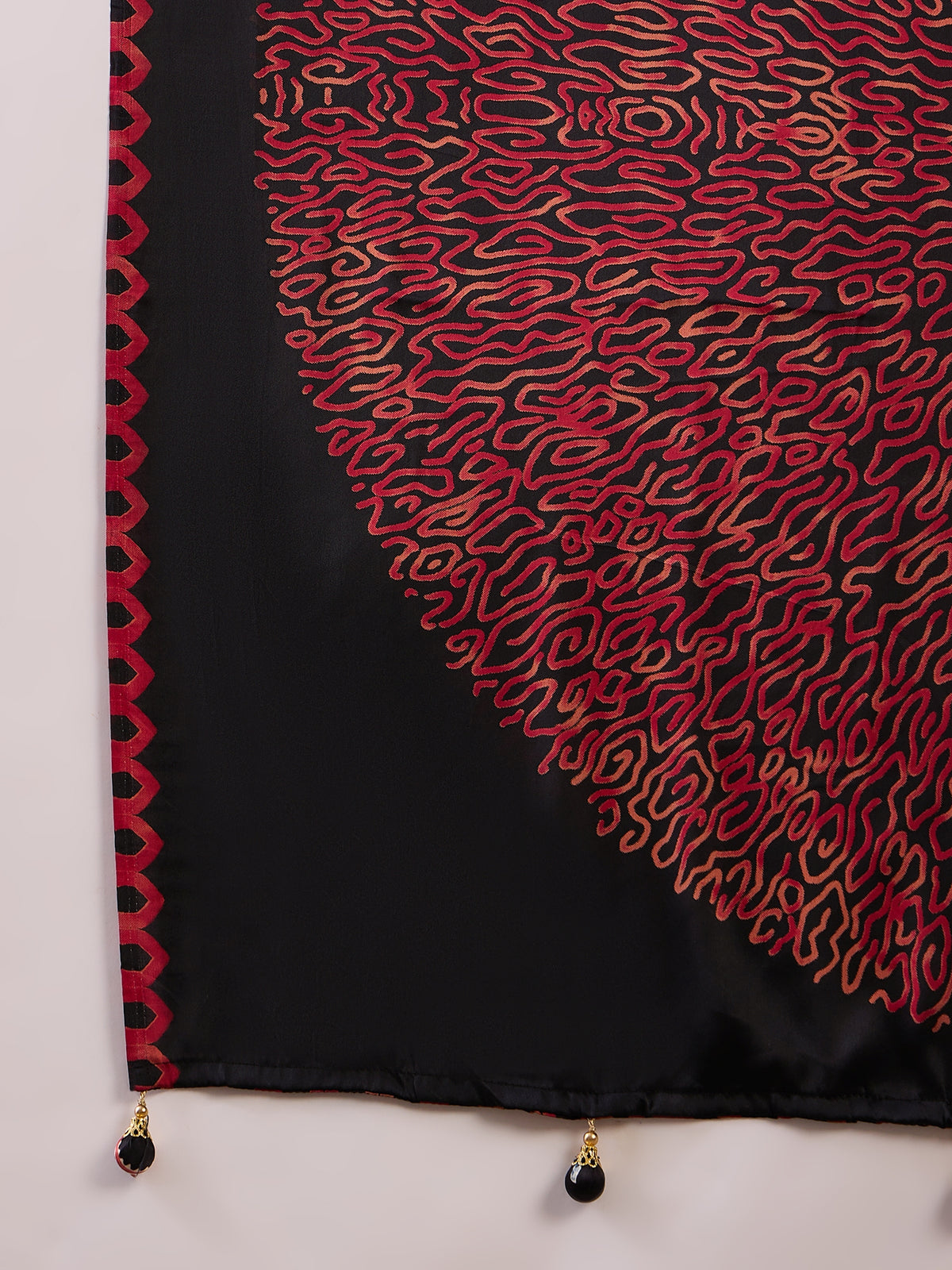 Whimsical Party Wear Silk Print Design Fancy Saree With Unstitched Blouse Piece