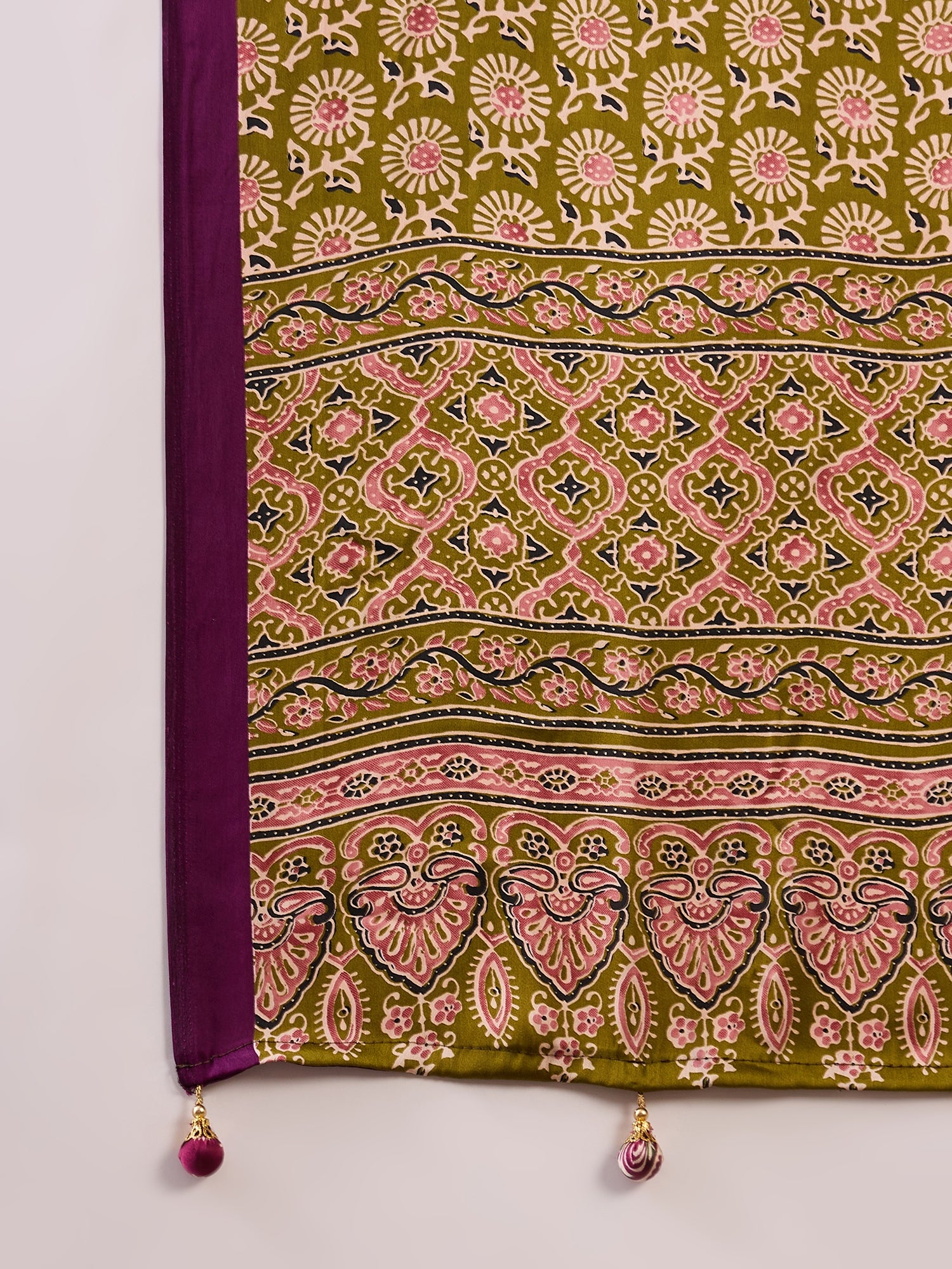 Desiring Festive Wear Satin Silk Ajrak Print Rich Pallu Fancy Saree With Unstitched Blouse Piece